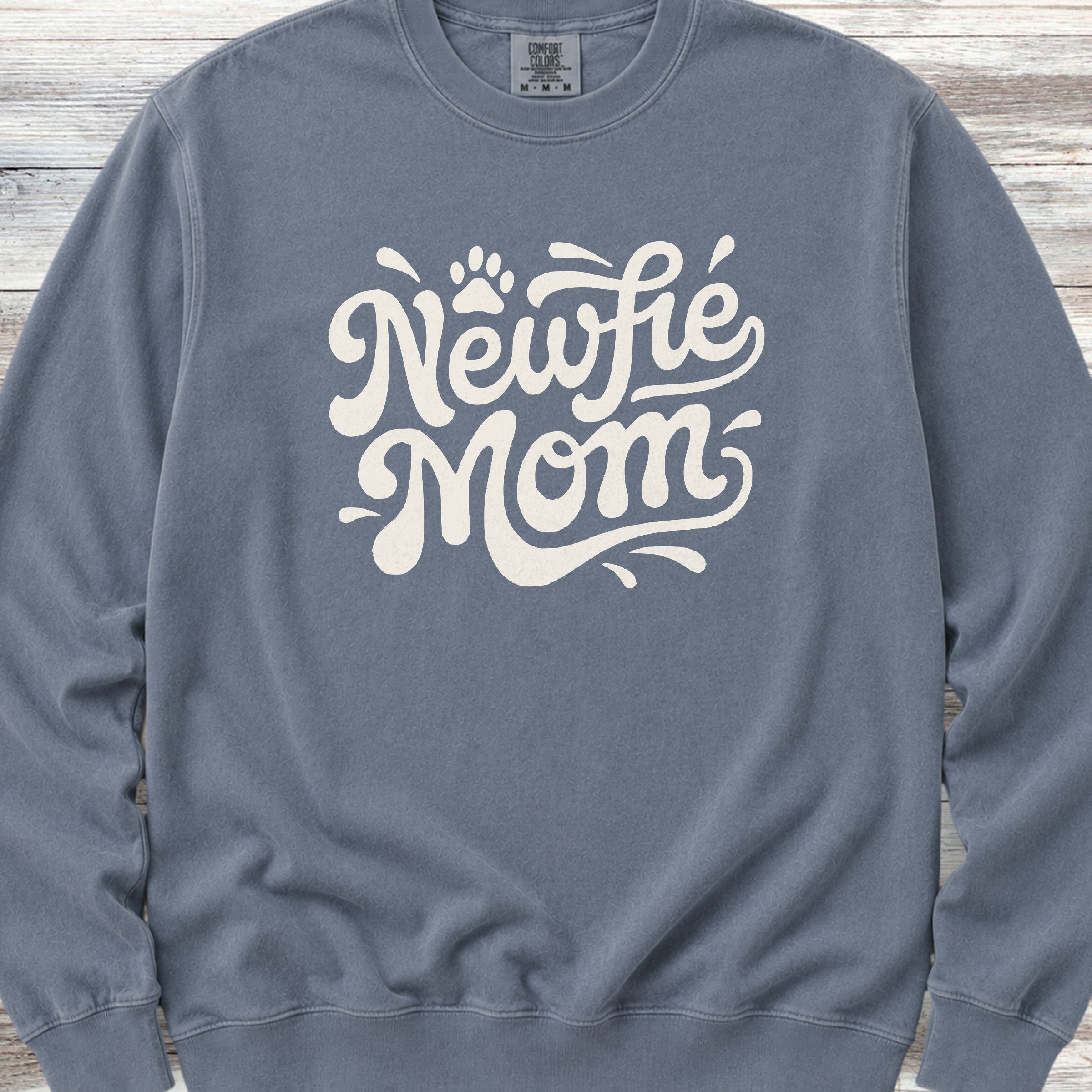 Newfoundland Groovy Mom Sweatshirt - Blue Jean