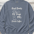 Books Dogs Coffee Sweatshirt - Blue Jean