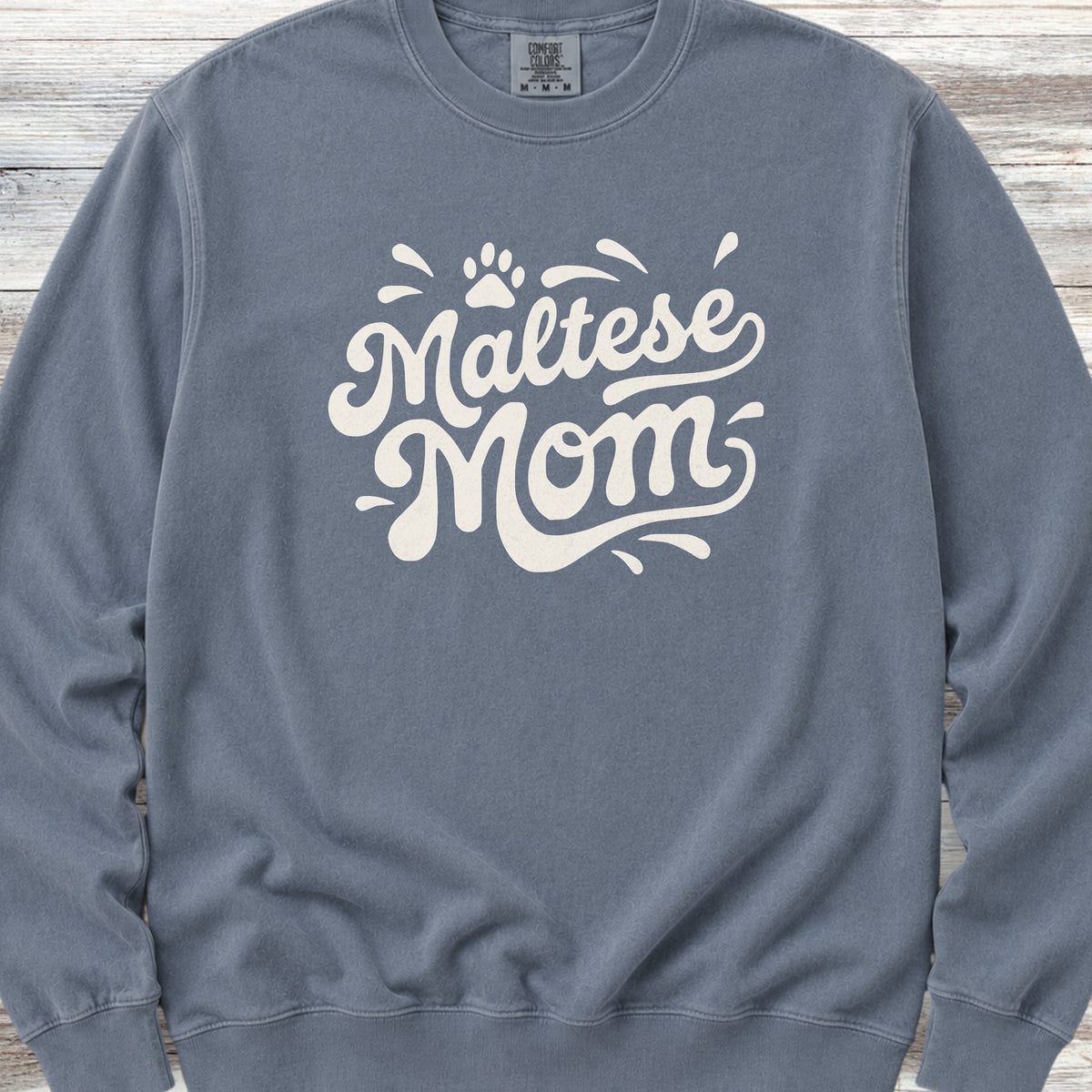 Maltese Groovy Mom Sweatshirt - Blue Jean