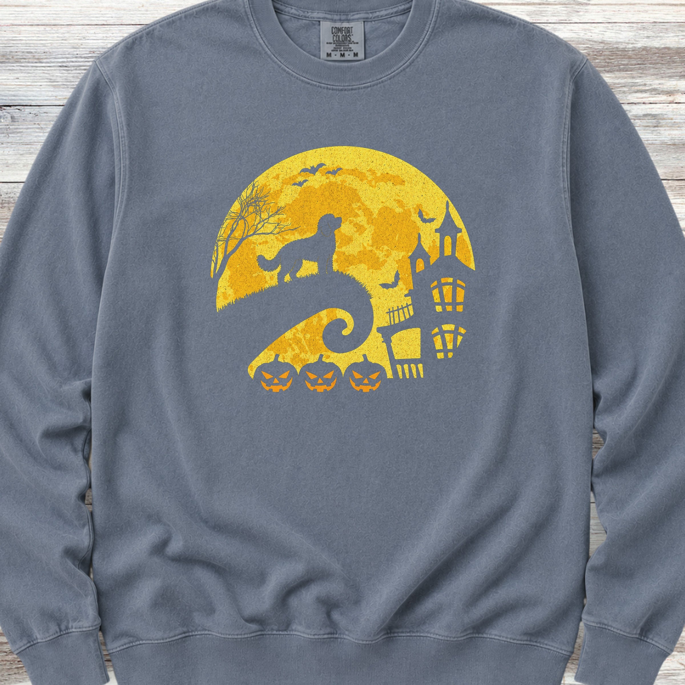 Doodle Halloween Moon Sweatshirt - Blue Jean