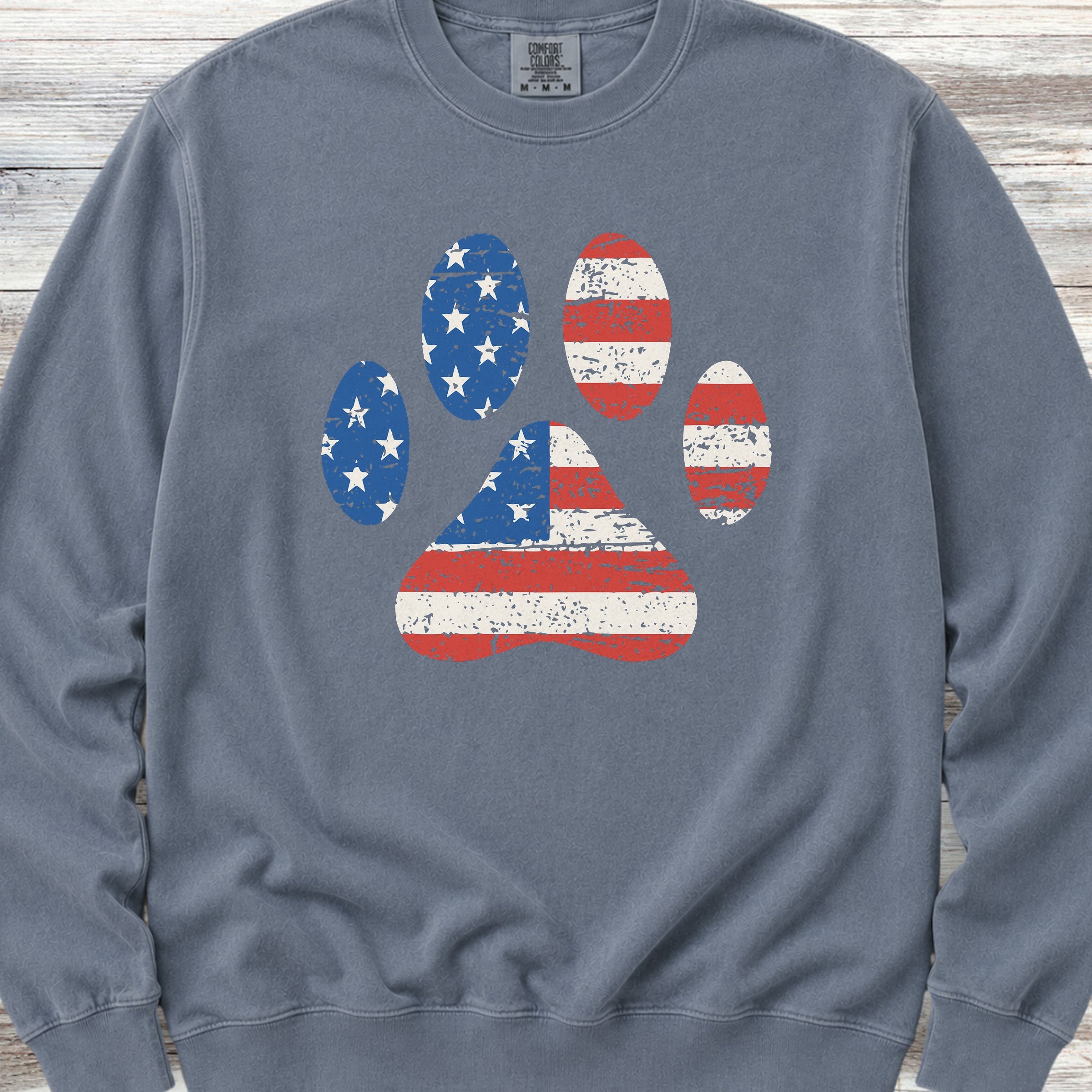 Stars & Stripes Paw Print Sweatshirt - Blue Jean