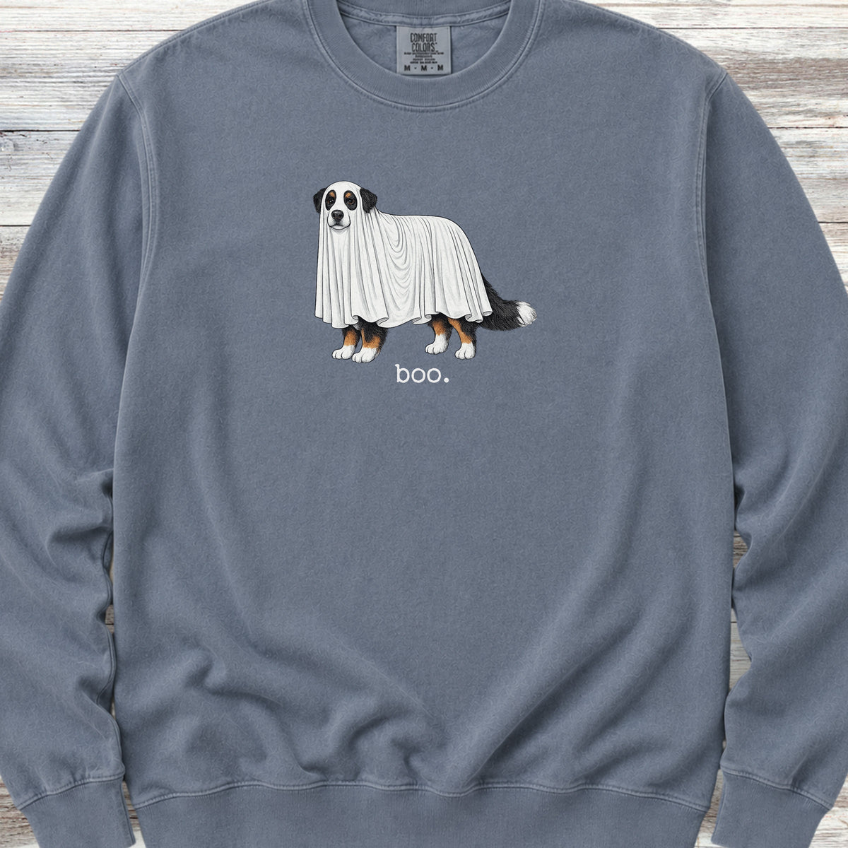 Bernese Mountain Dog Boo Sweatshirt - Blue Jean