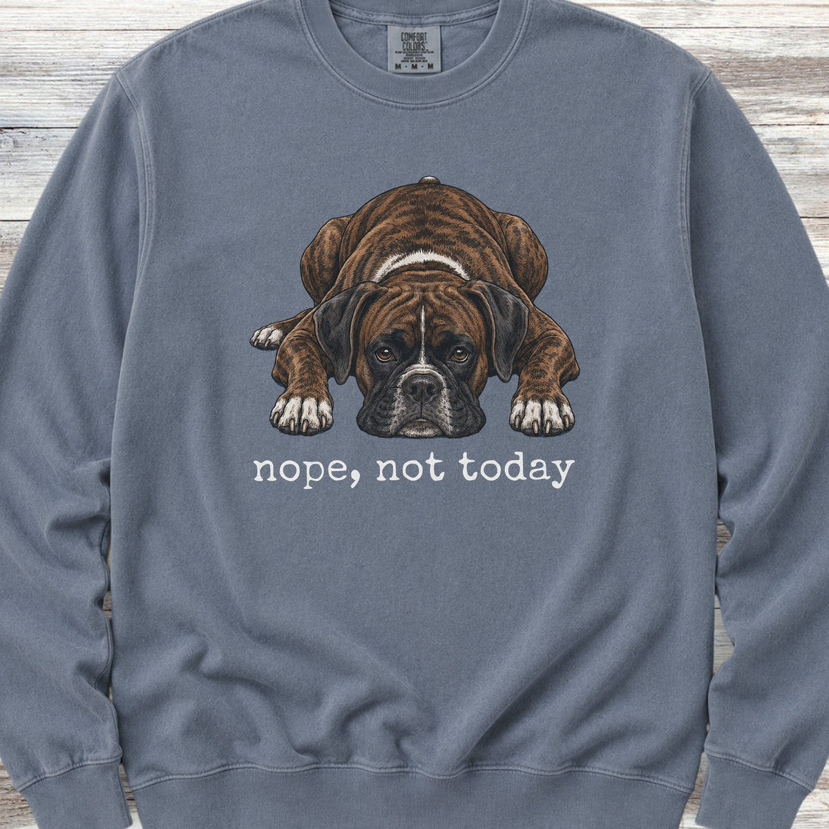 Boxer Brindle Nope Sweatshirt - Blue Jean