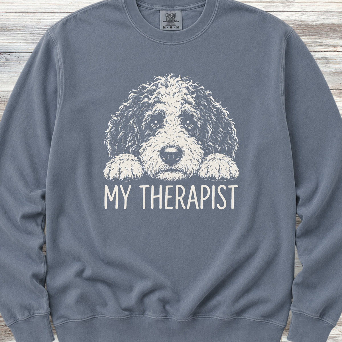 Sheepadoodle Therapist Sweatshirt - Blue Jean