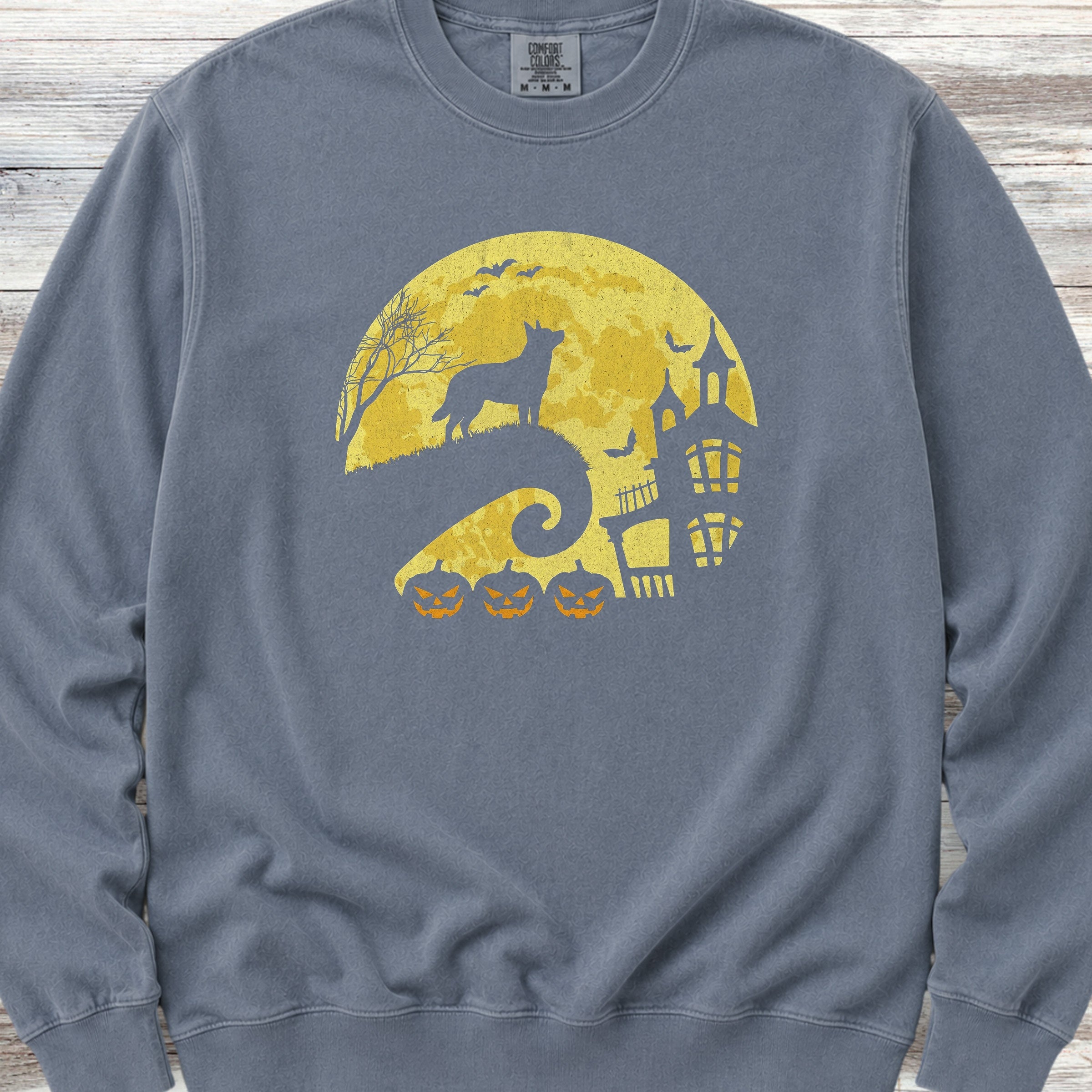 Australian Cattle Dog Halloween Moon Sweatshirt - Blue Jean