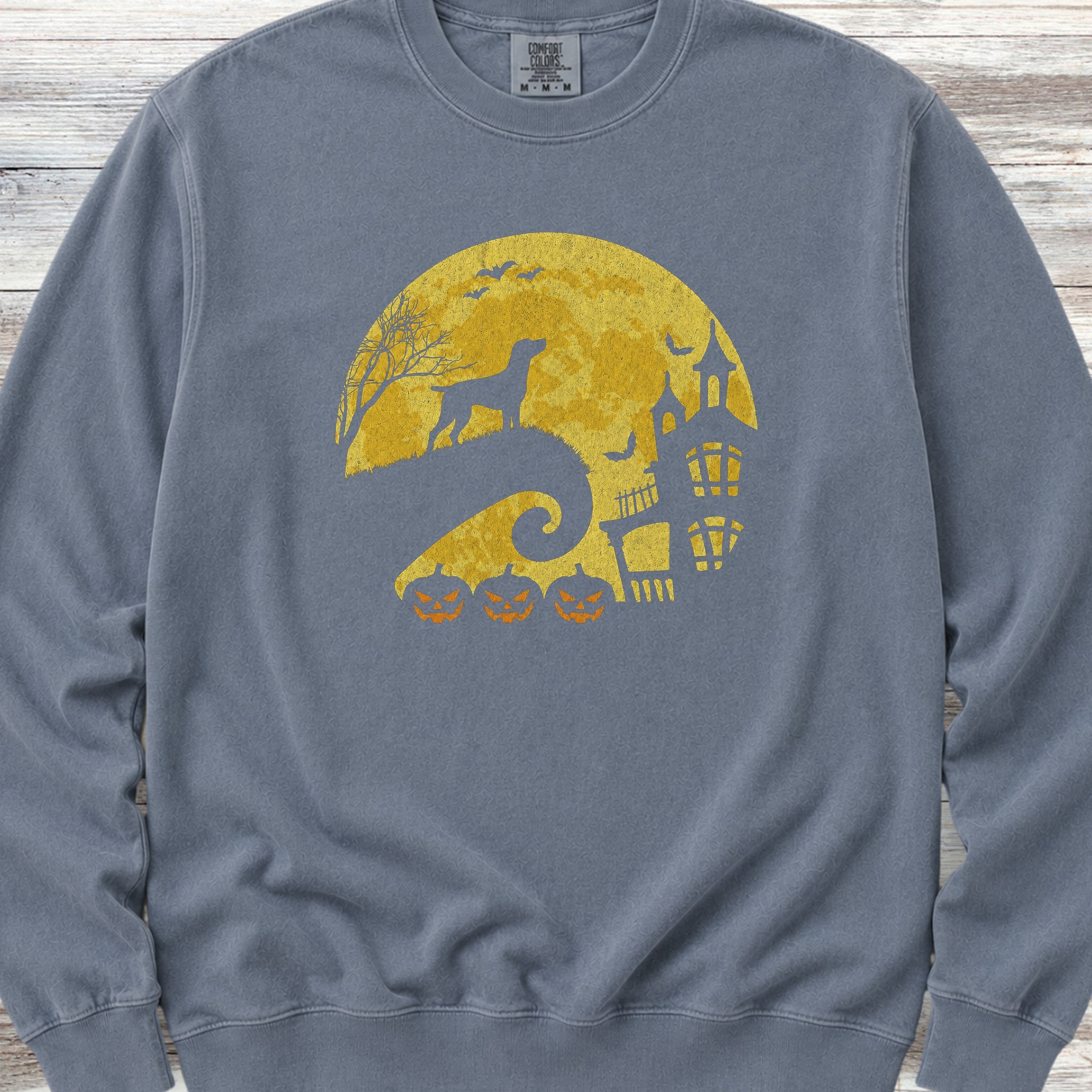 German Shorthaired Pointer Halloween Moon Sweatshirt - Blue Jean