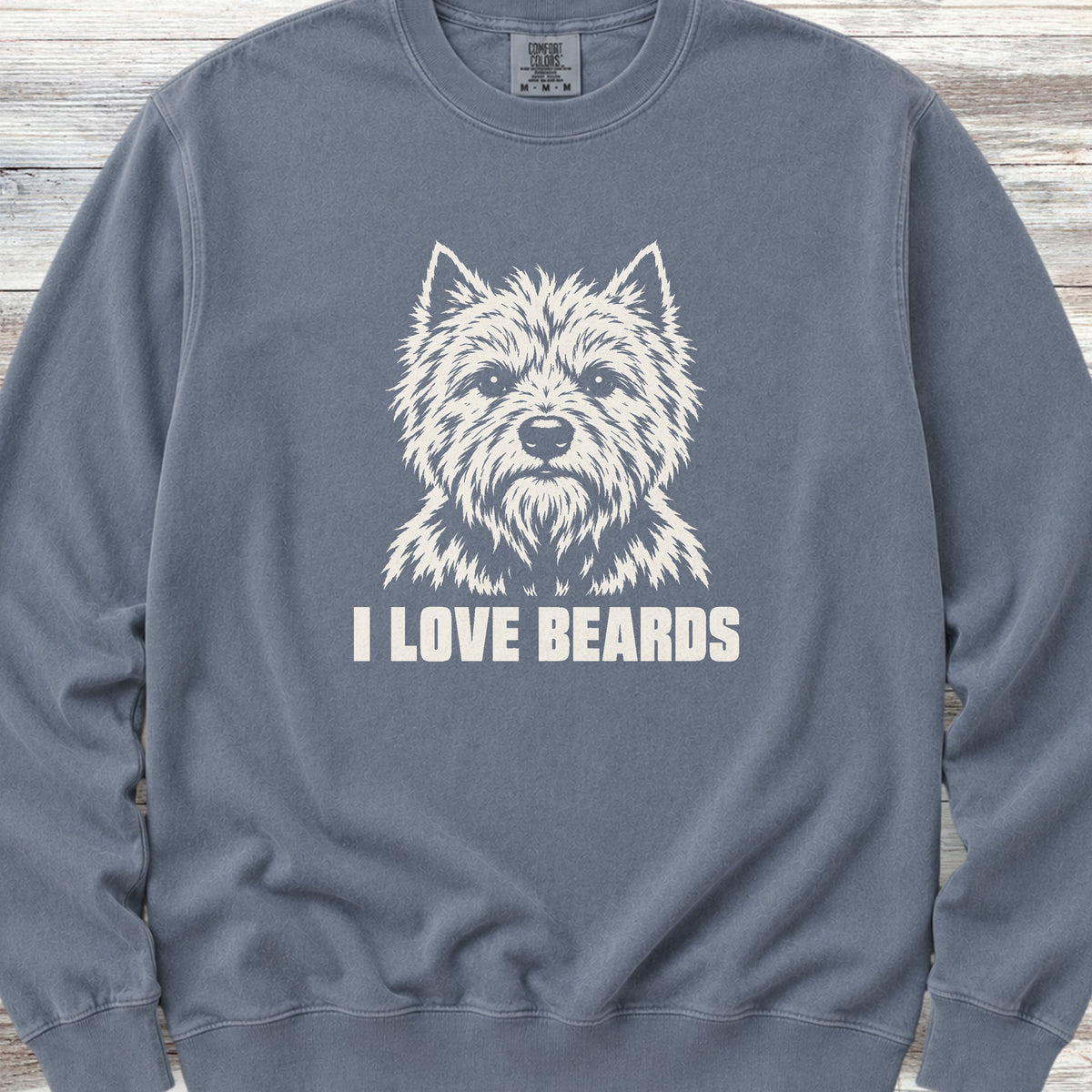 Cairn Terrier I Love Beards Sweatshirt - Blue Jean