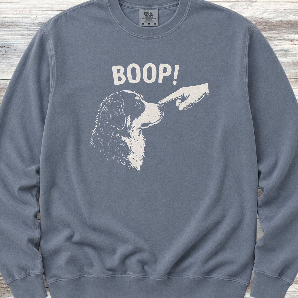 Bernese Mountain Dog BOOP! Sweatshirt - Blue Jean