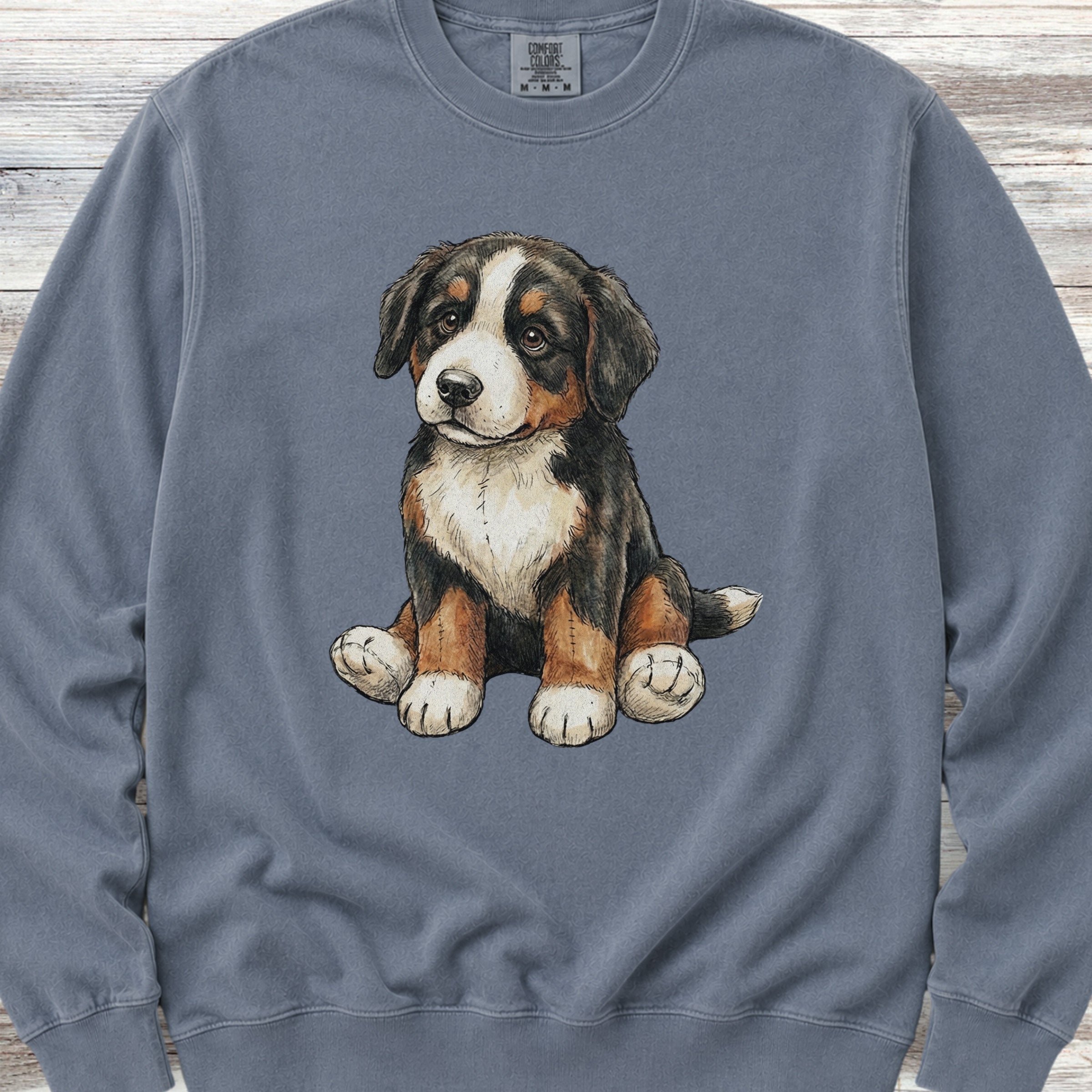 Bernese Mountain Dog Teddy Bear Sweatshirt - Blue Jean
