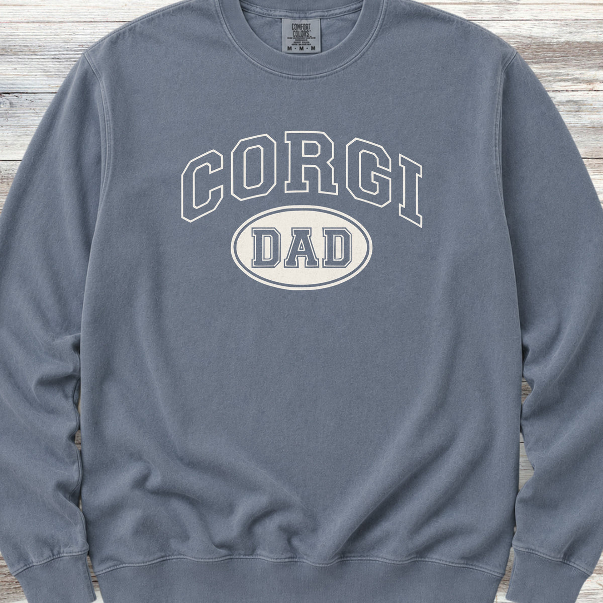 Corgi University Dad Sweatshirt - Blue Jean