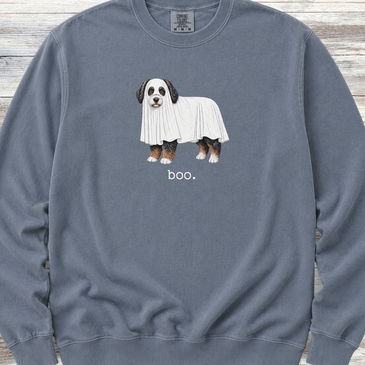 Bernedoodle Boo Sweatshirt - Blue Jean