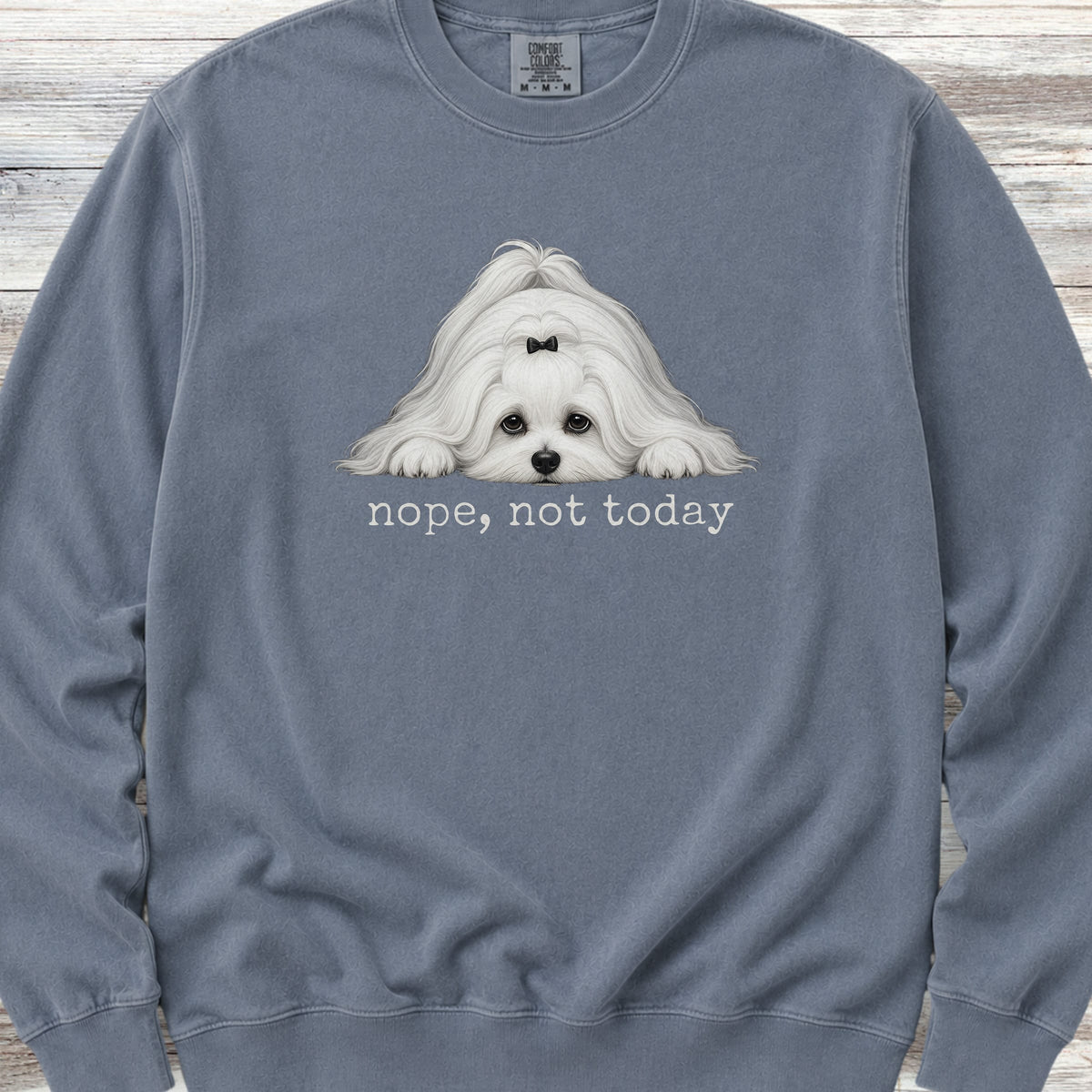 Maltese Nope Sweatshirt - Blue Jean