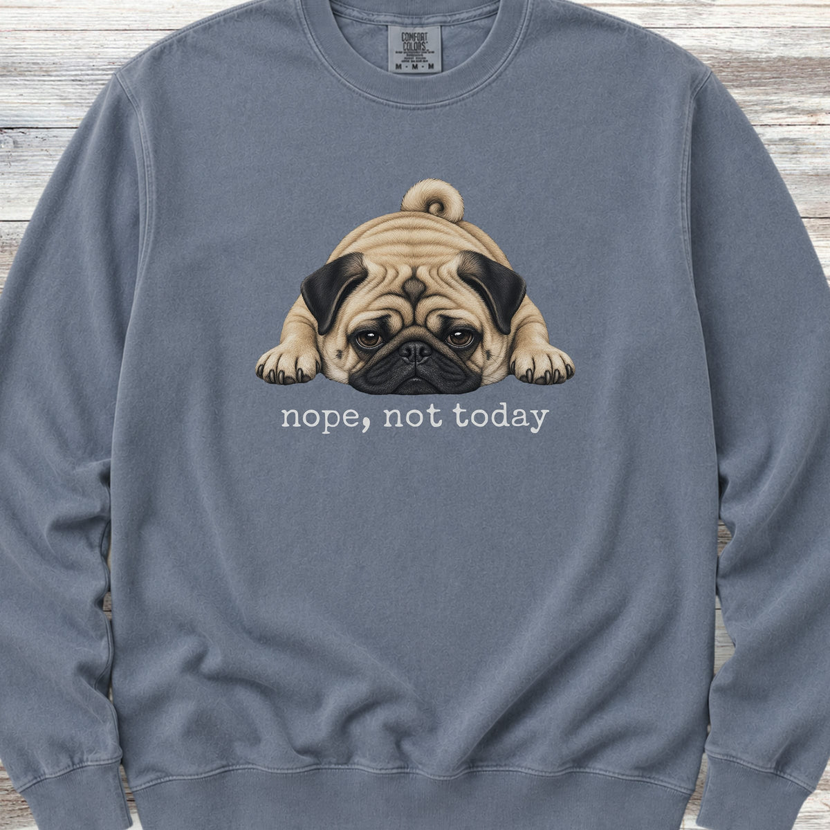Pug Nope Sweatshirt - Blue Jean