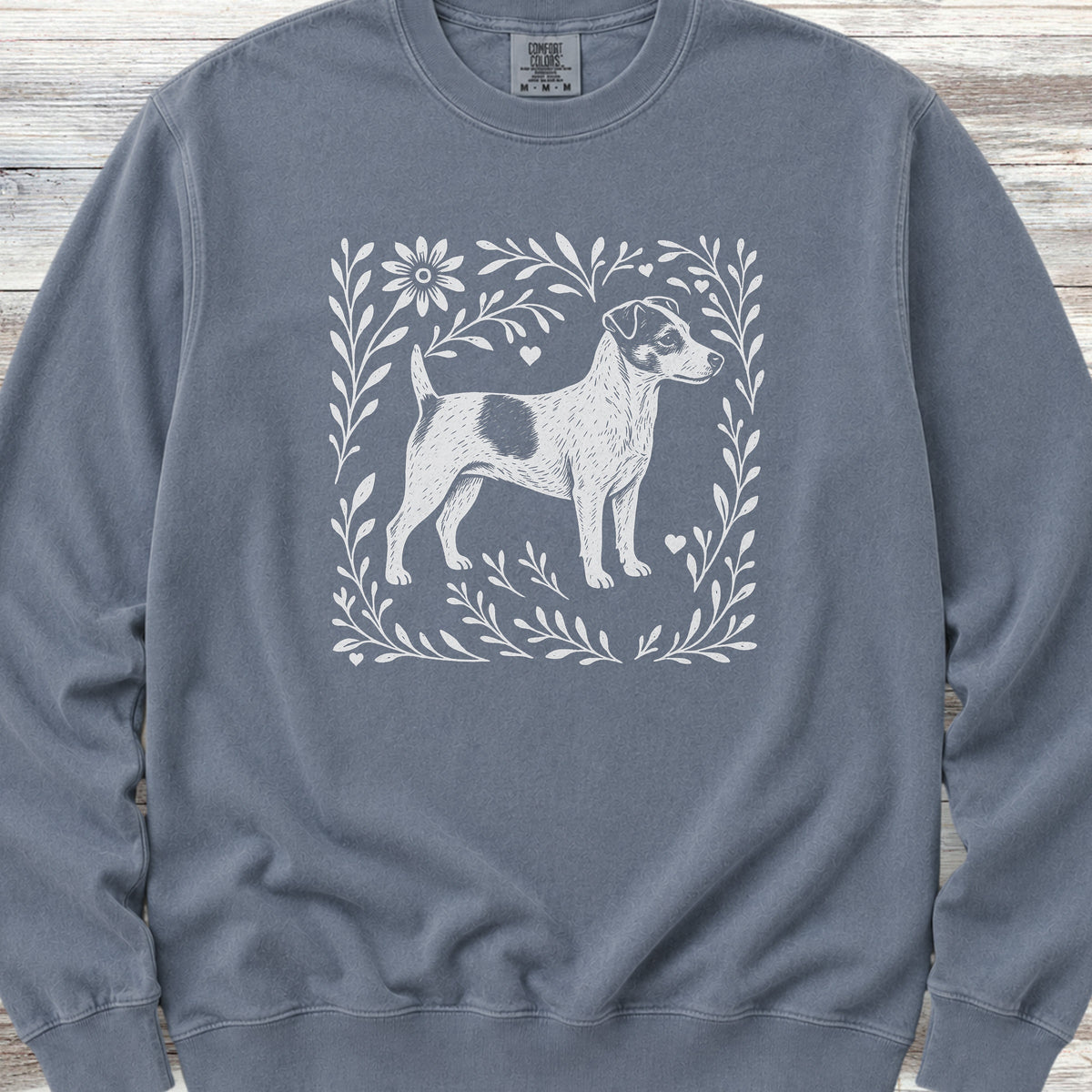 Jack Russell Linocut Sweatshirt - Blue Jean