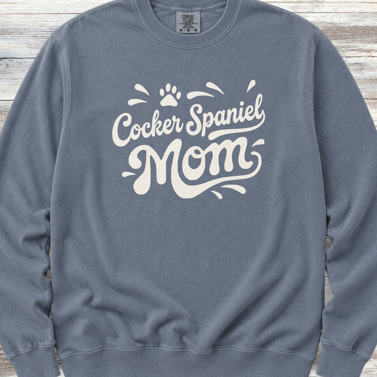 Cocker Spaniel Groovy Mom Sweatshirt - Blue Jean