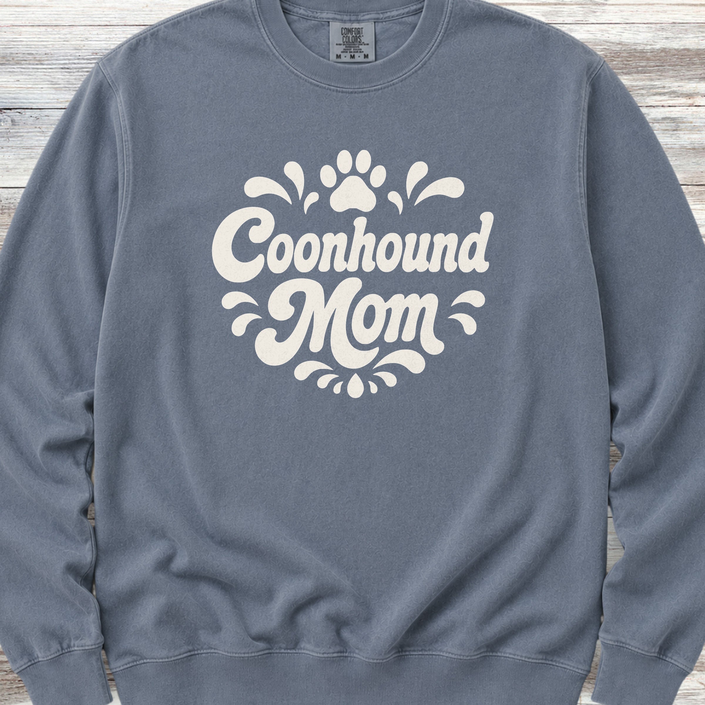 Coonhound Groovy Mom Sweatshirt - Blue Jean