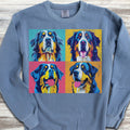 Bernese Mountain Dog Pop Art Sweatshirt - Blue Jean