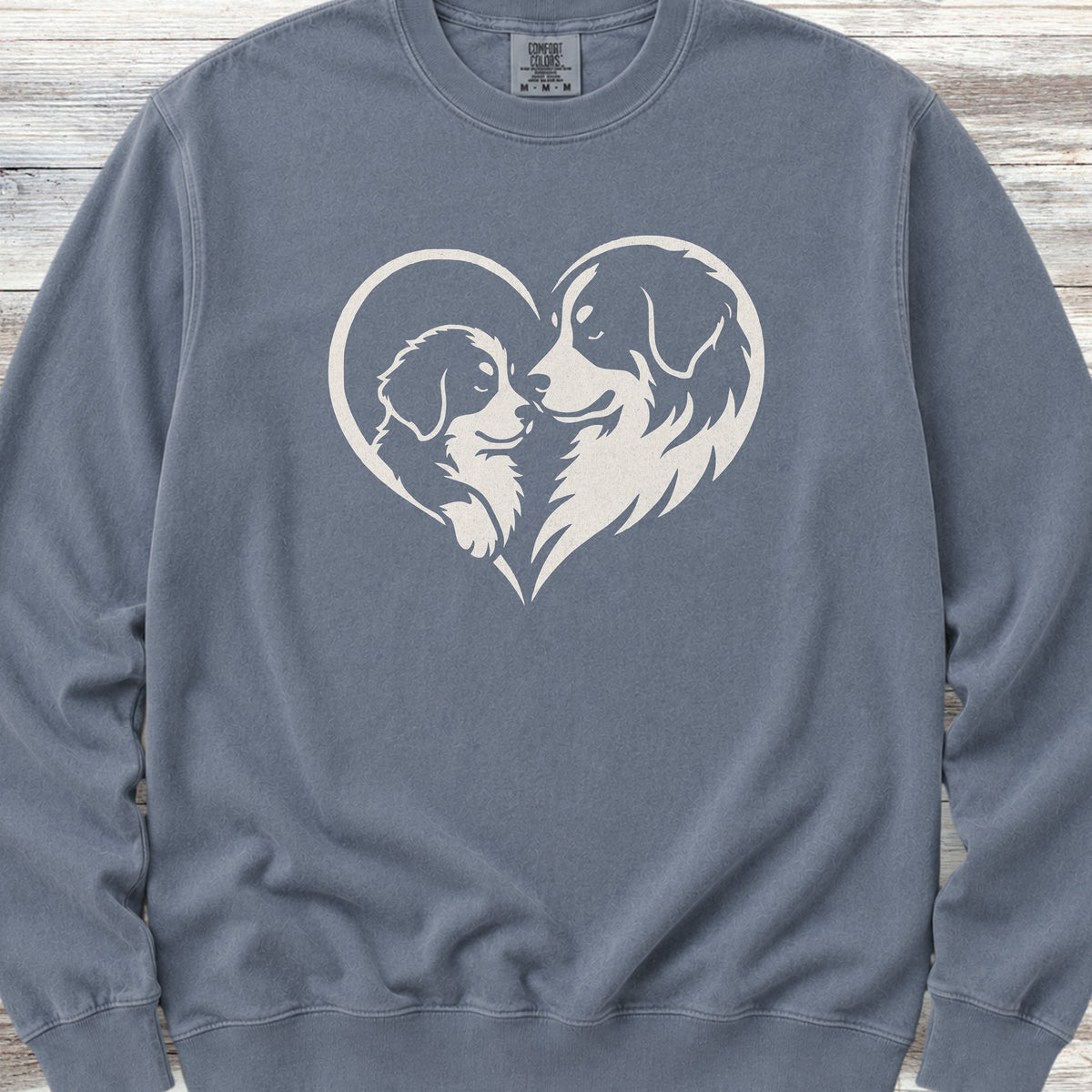 Bernese Mountain Dog Heart Bond Sweatshirt - Blue Jean