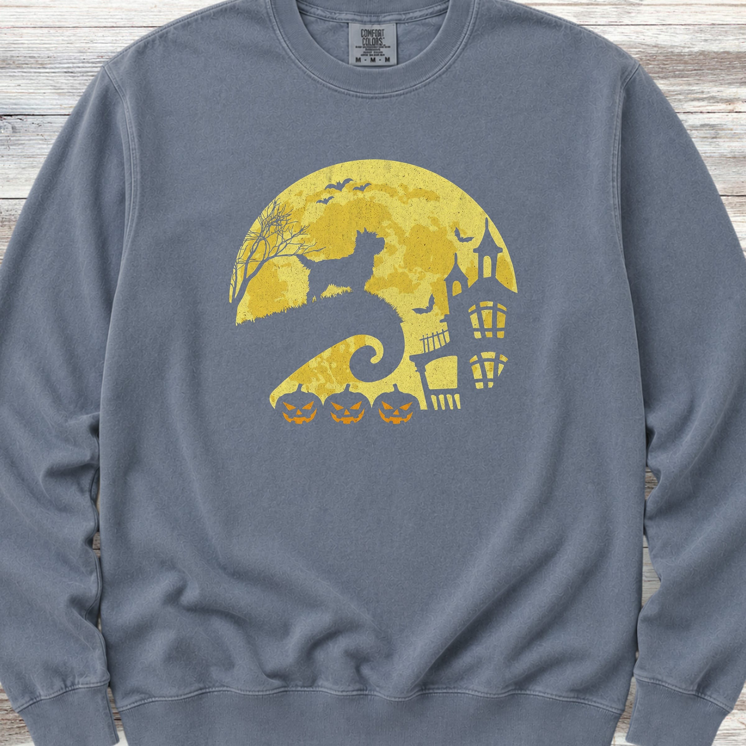 Cairn Terrier Halloween Moon Sweatshirt - Blue Jean