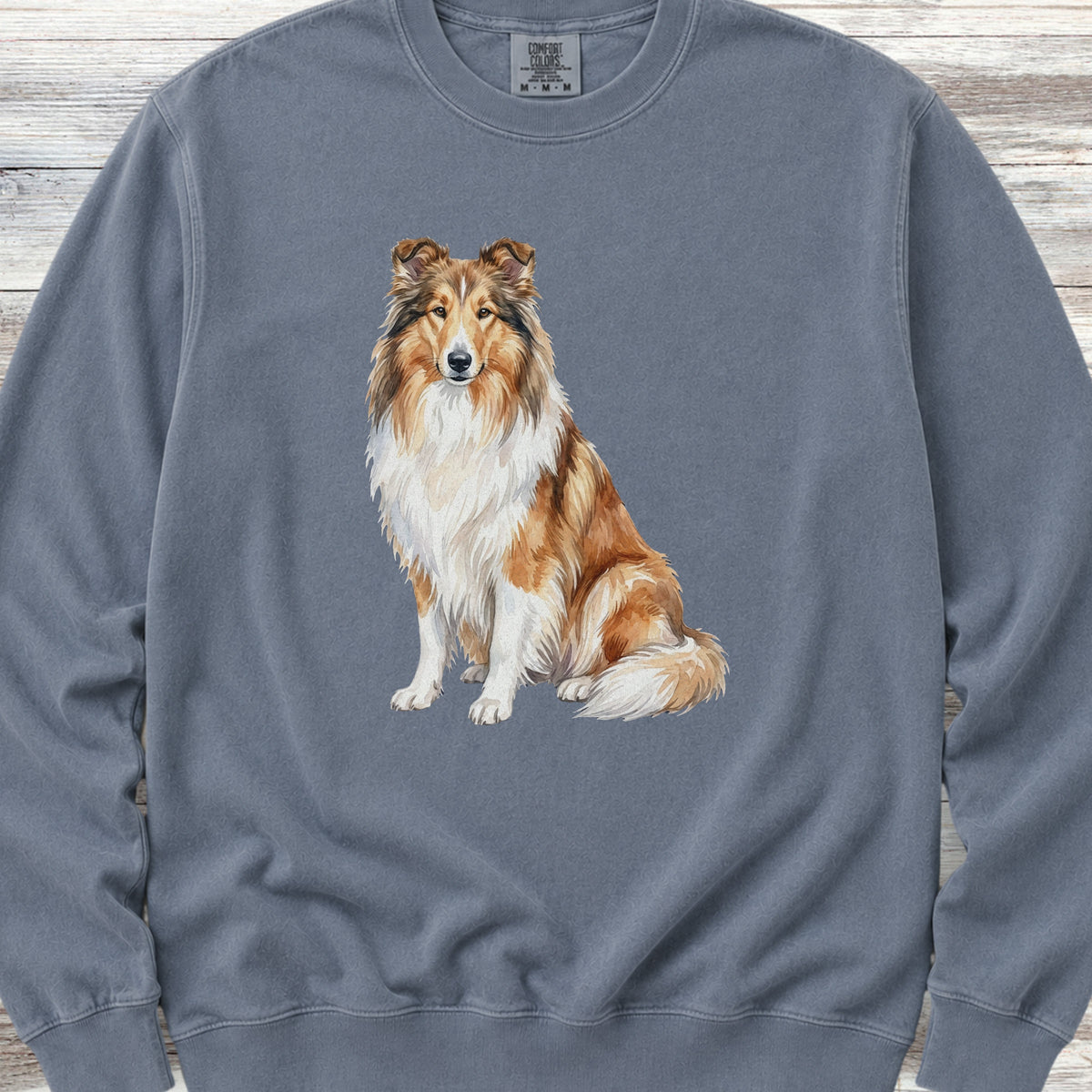 Rough Collie Watercolor Sweatshirt - Blue Jean