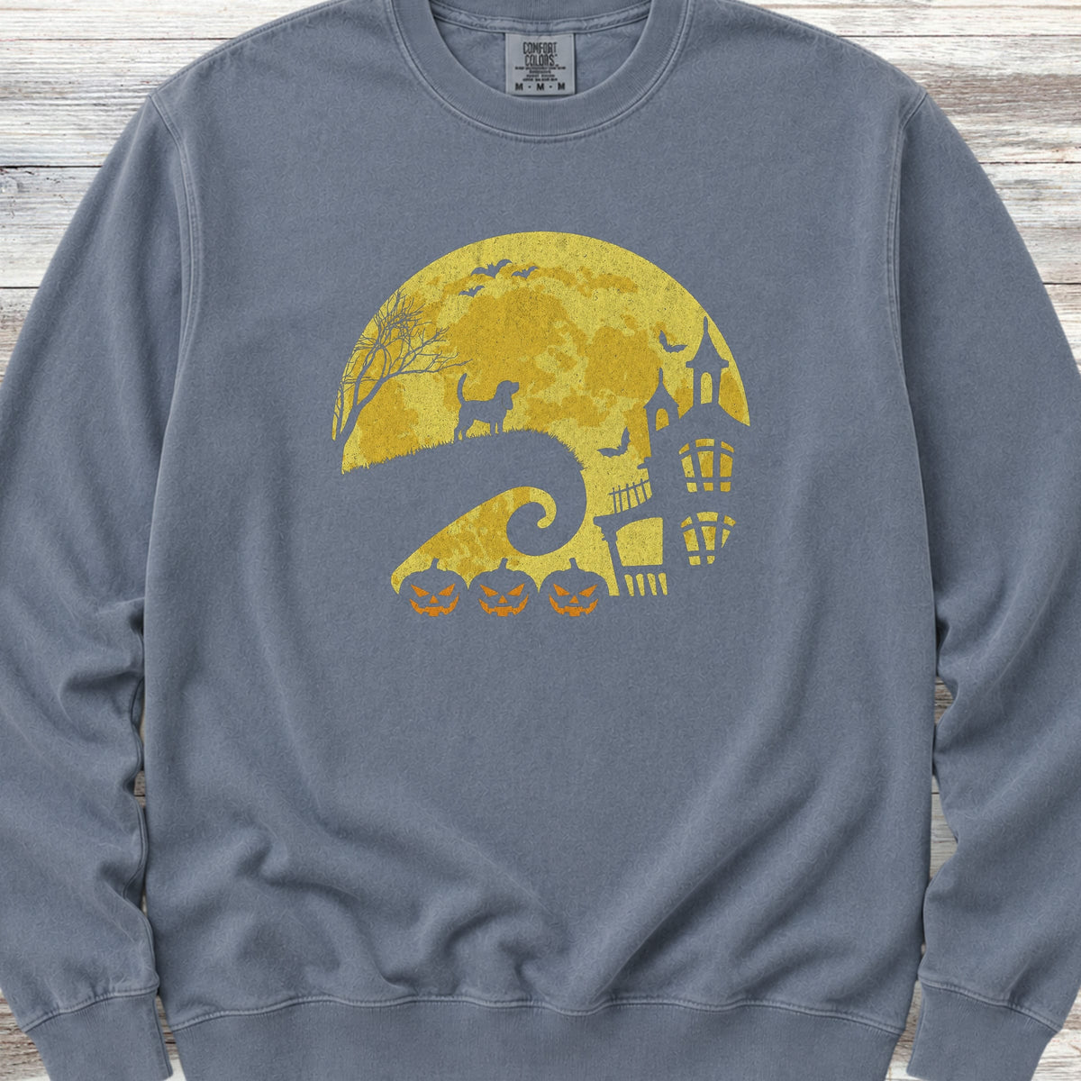 Beagle Halloween Moon Sweatshirt - Blue Jean
