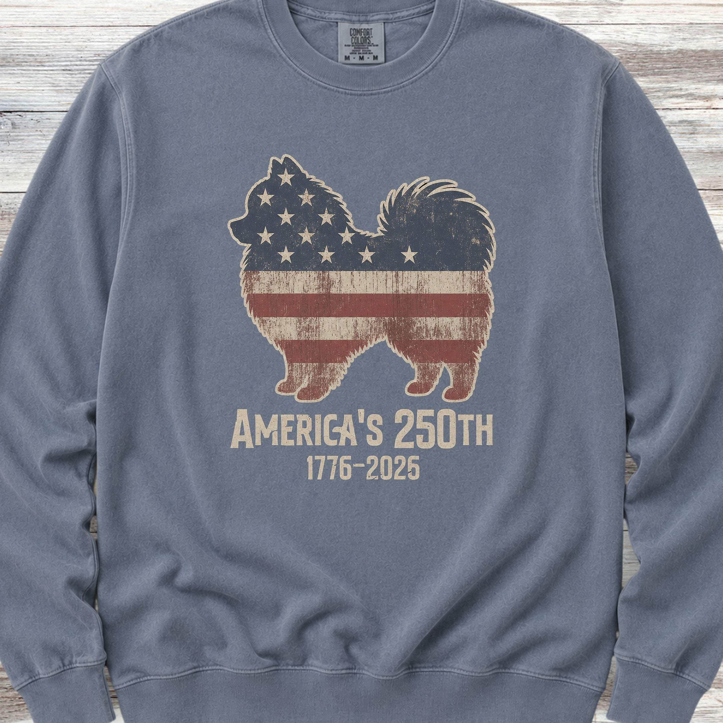 Pomeranian Vintage USA Sweatshirt - Blue Jean