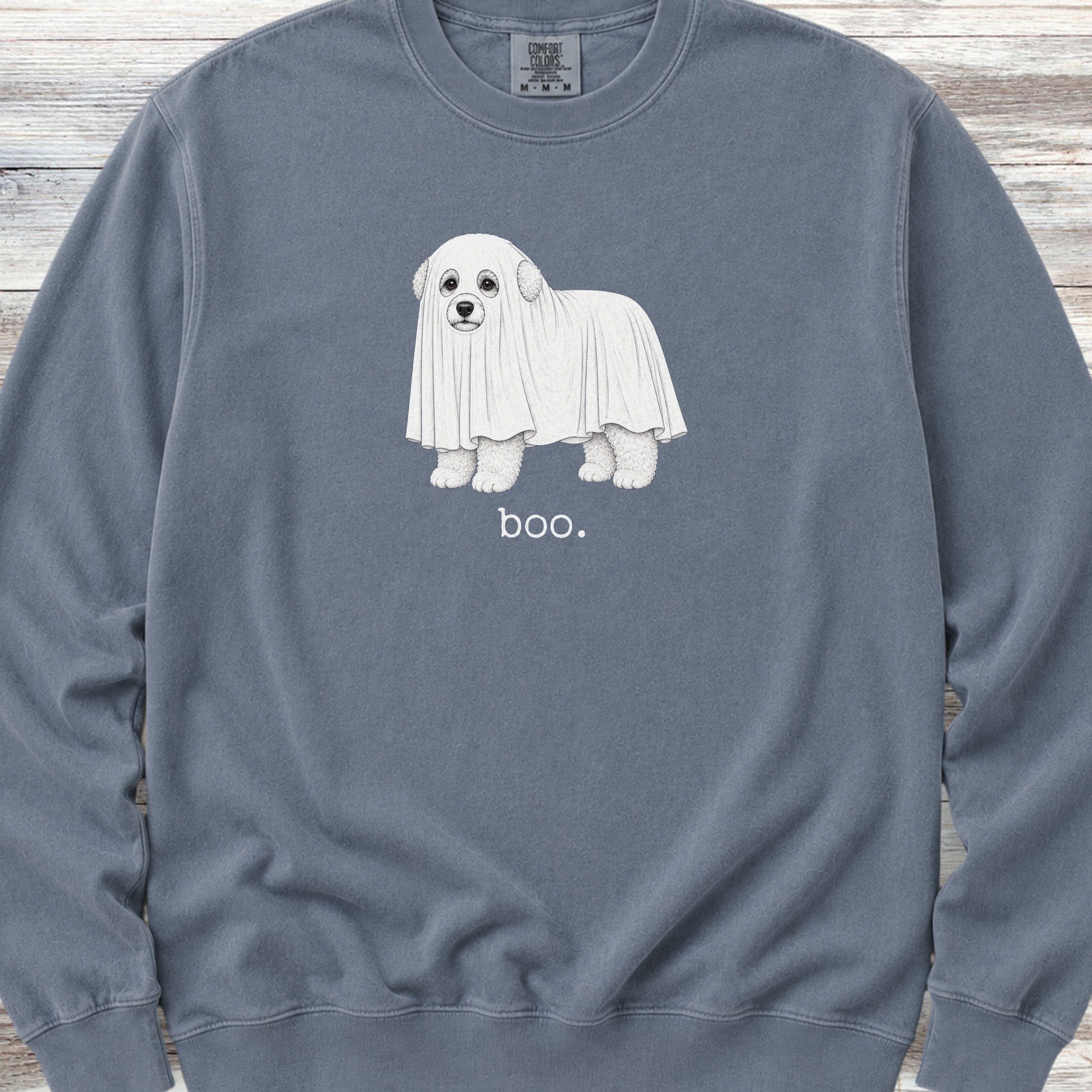 Bichon Frise Boo Sweatshirt - Blue Jean