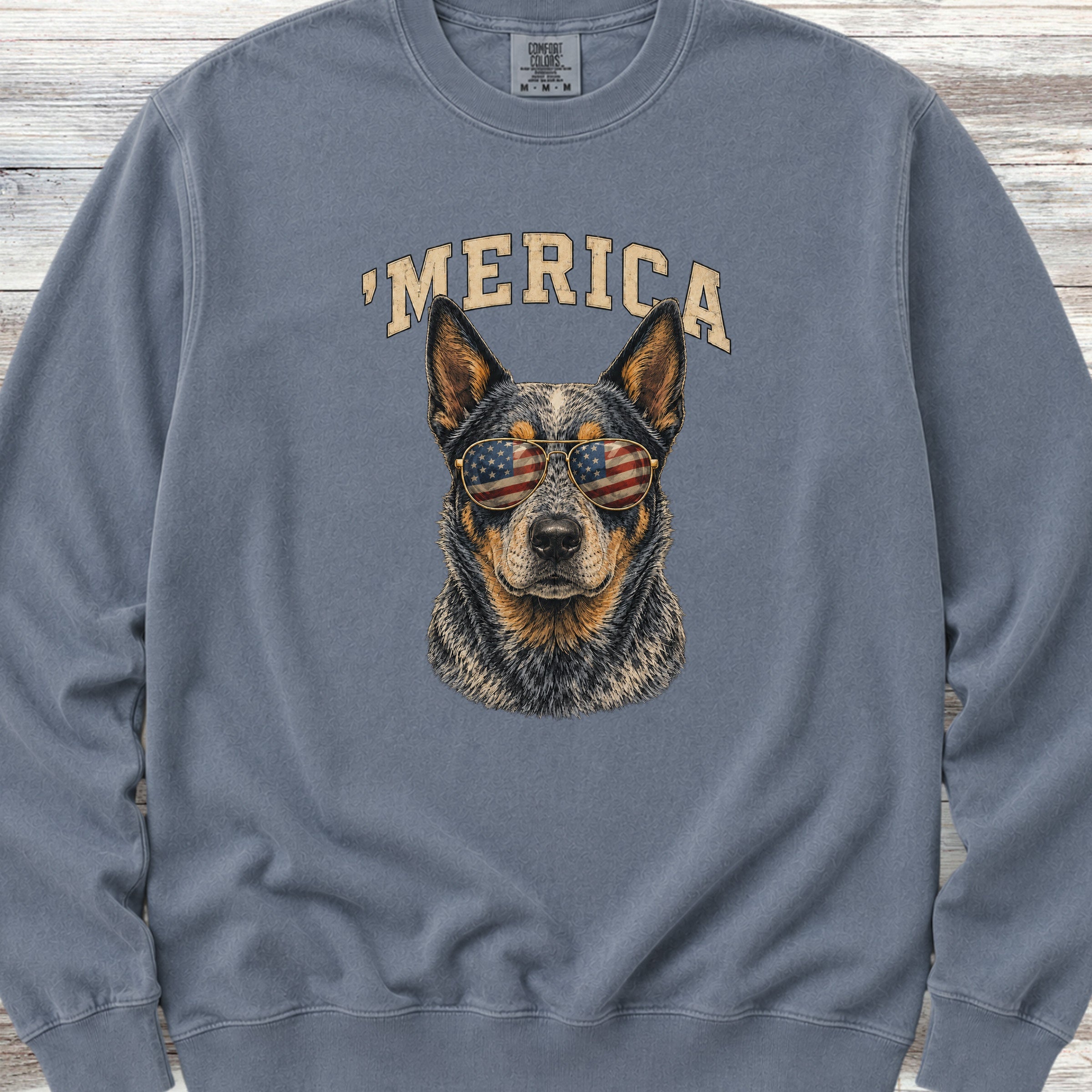 Australian Cattle Dog Blue 'Merica Sweatshirt - Blue Jean