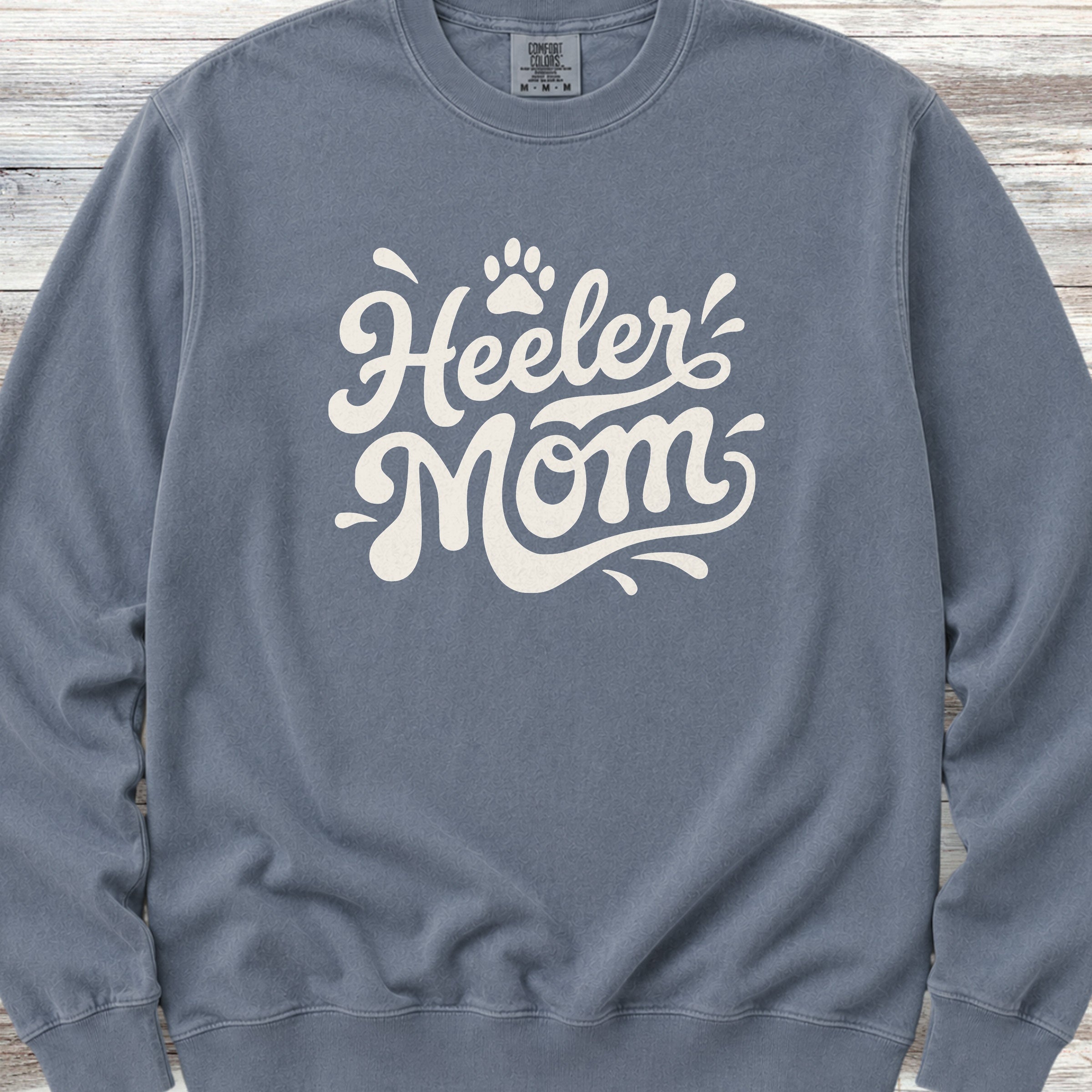 Australian Cattle Dog Groovy Heeler Mom Sweatshirt - Blue Jean