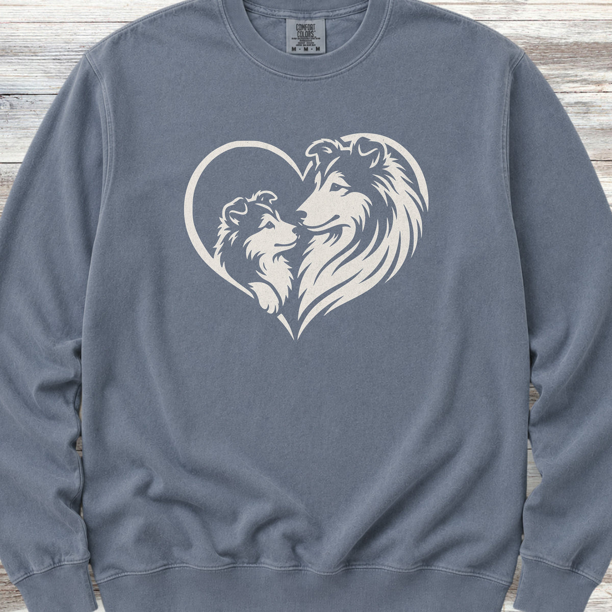 Shetland Sheepdog Heart Bond Sweatshirt - Blue Jean