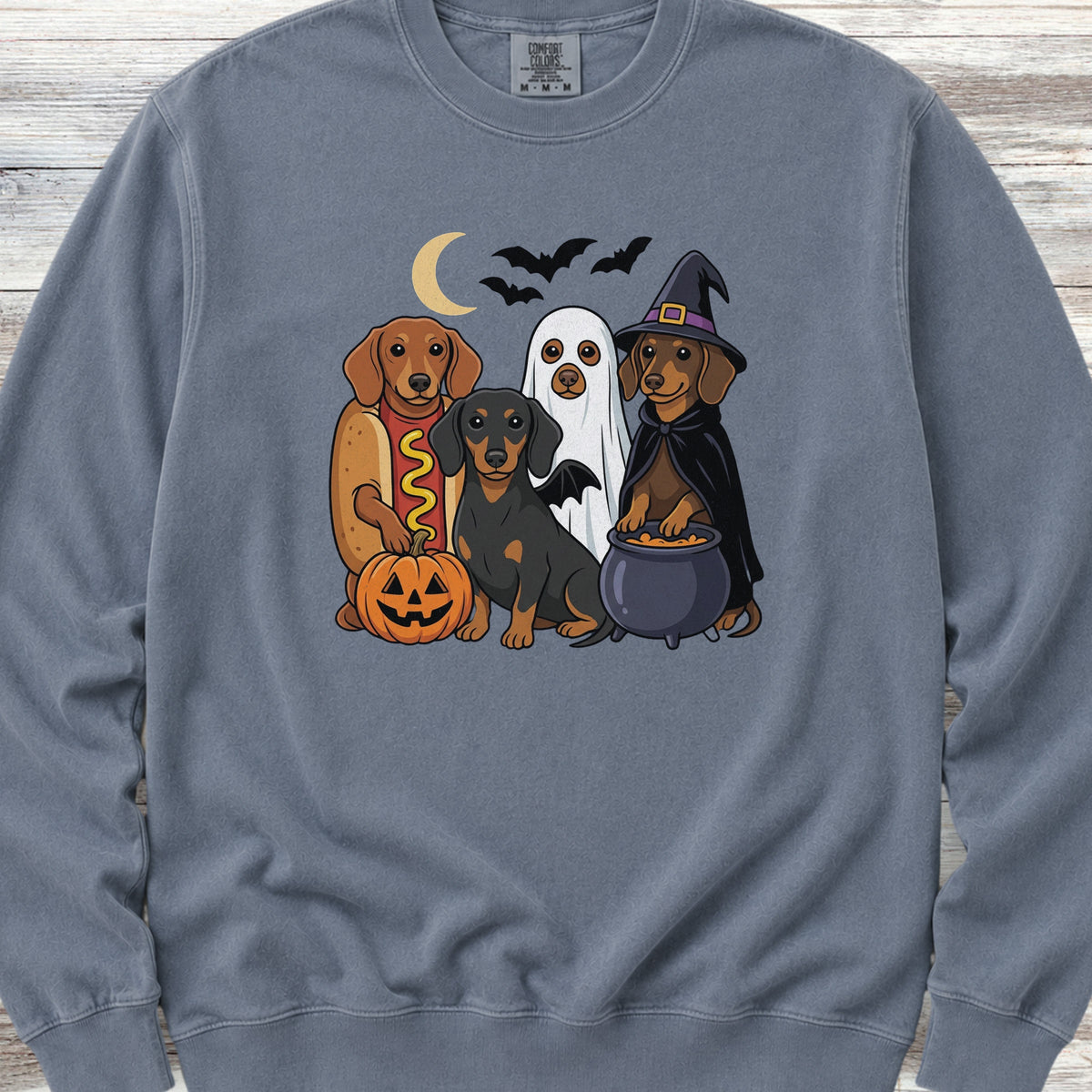 Dachshund Halloween Sweatshirt - Blue Jean