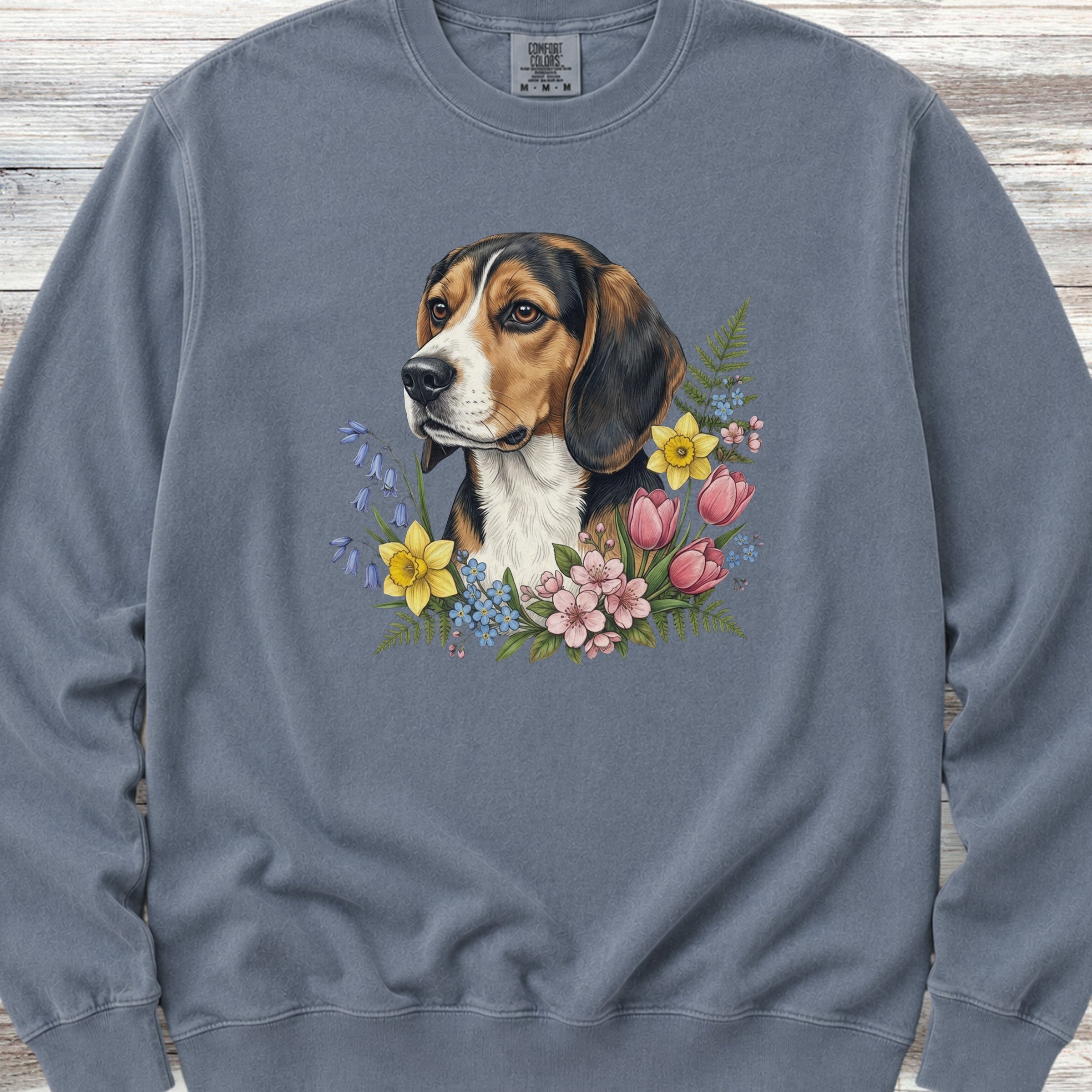 Beagle Spring Portrait Sweatshirt - Blue Jean