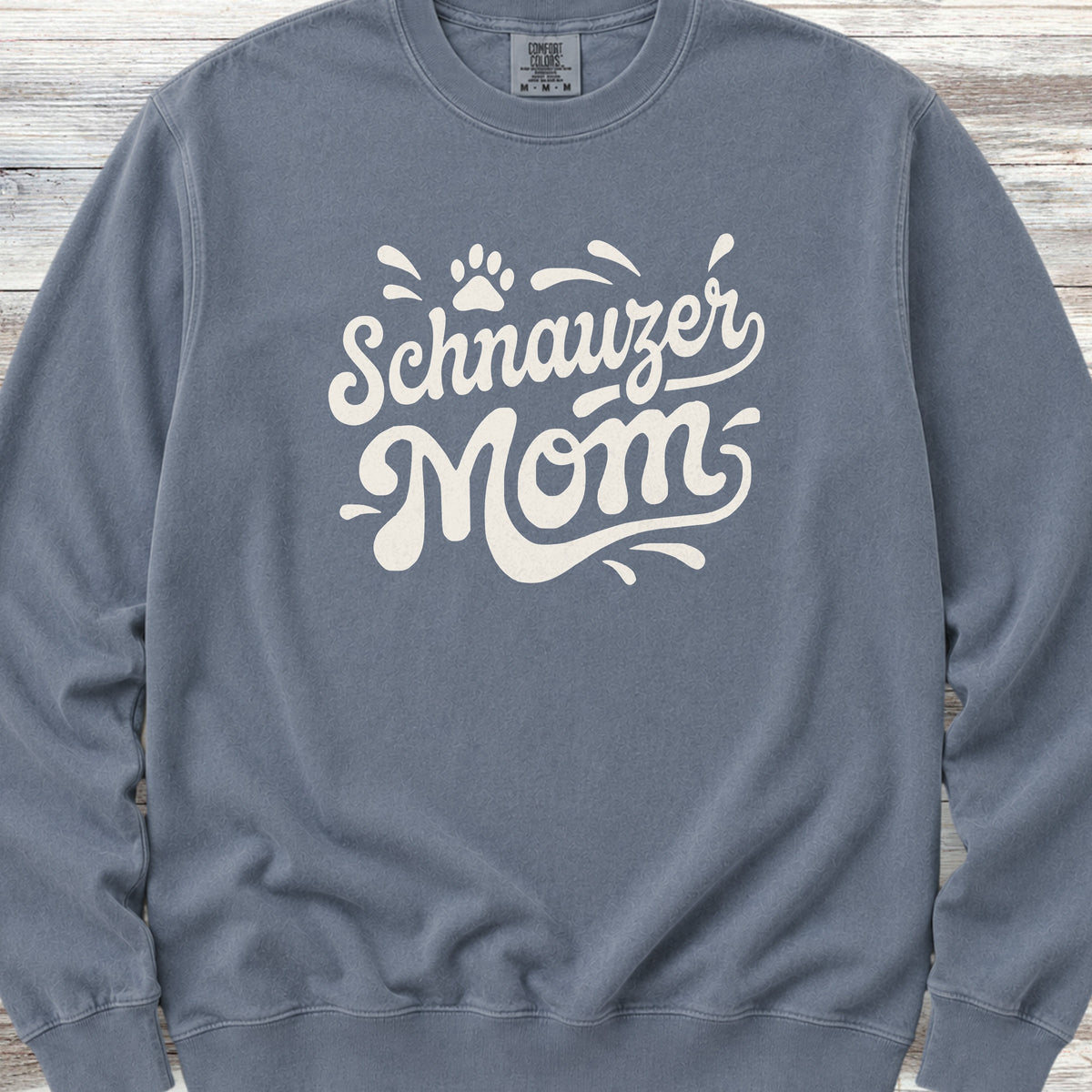 Schnauzer Groovy Mom Sweatshirt - Blue Jean