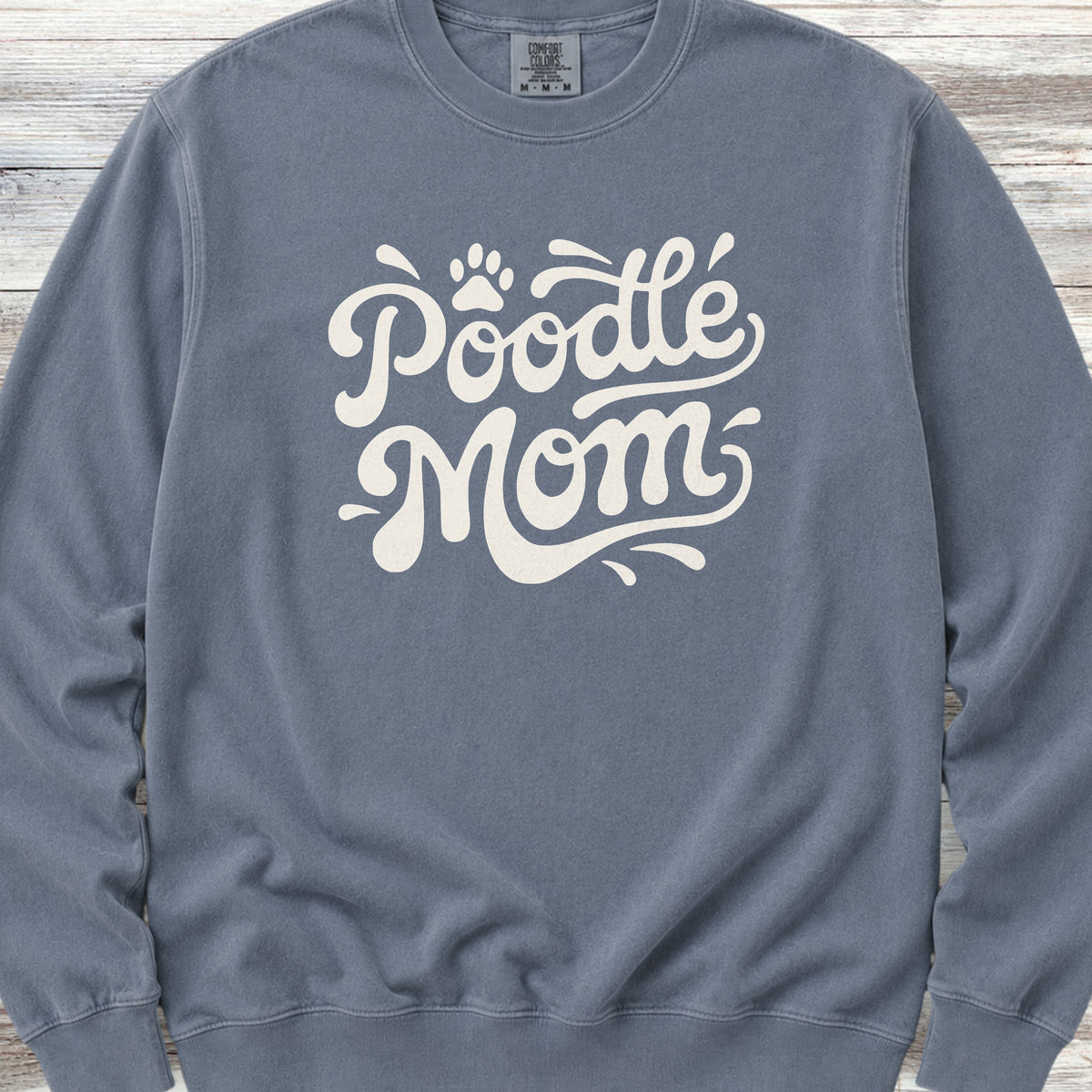 Poodle Groovy Mom Sweatshirt - Blue Jean