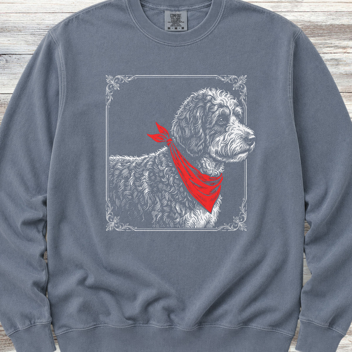 Bernedoodle Etching Sweatshirt - Blue Jean