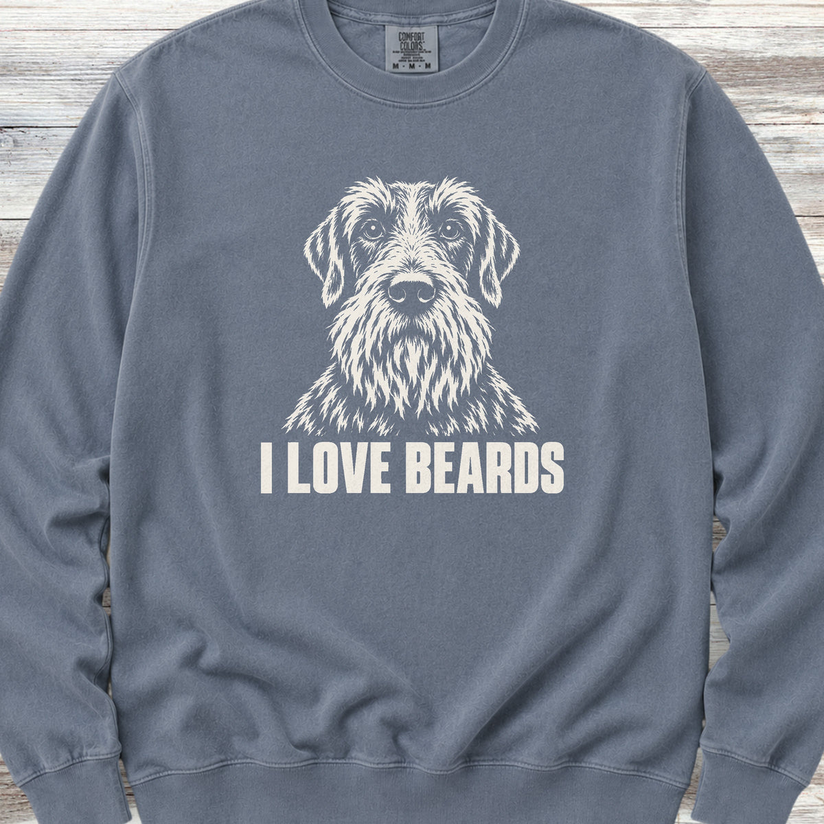Wirehaired Pointing Griffon I Love Beards Sweatshirt - Blue Jean