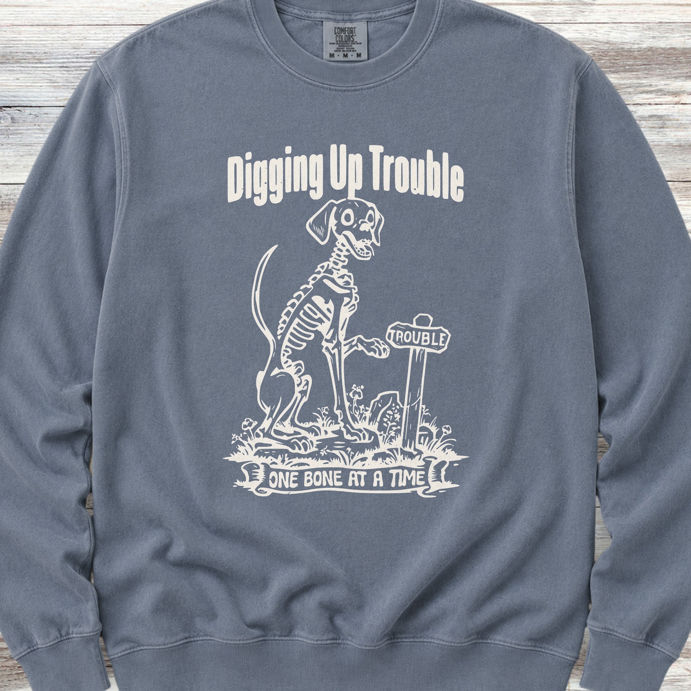 Digging Up Trouble Sweatshirt - Blue Jean