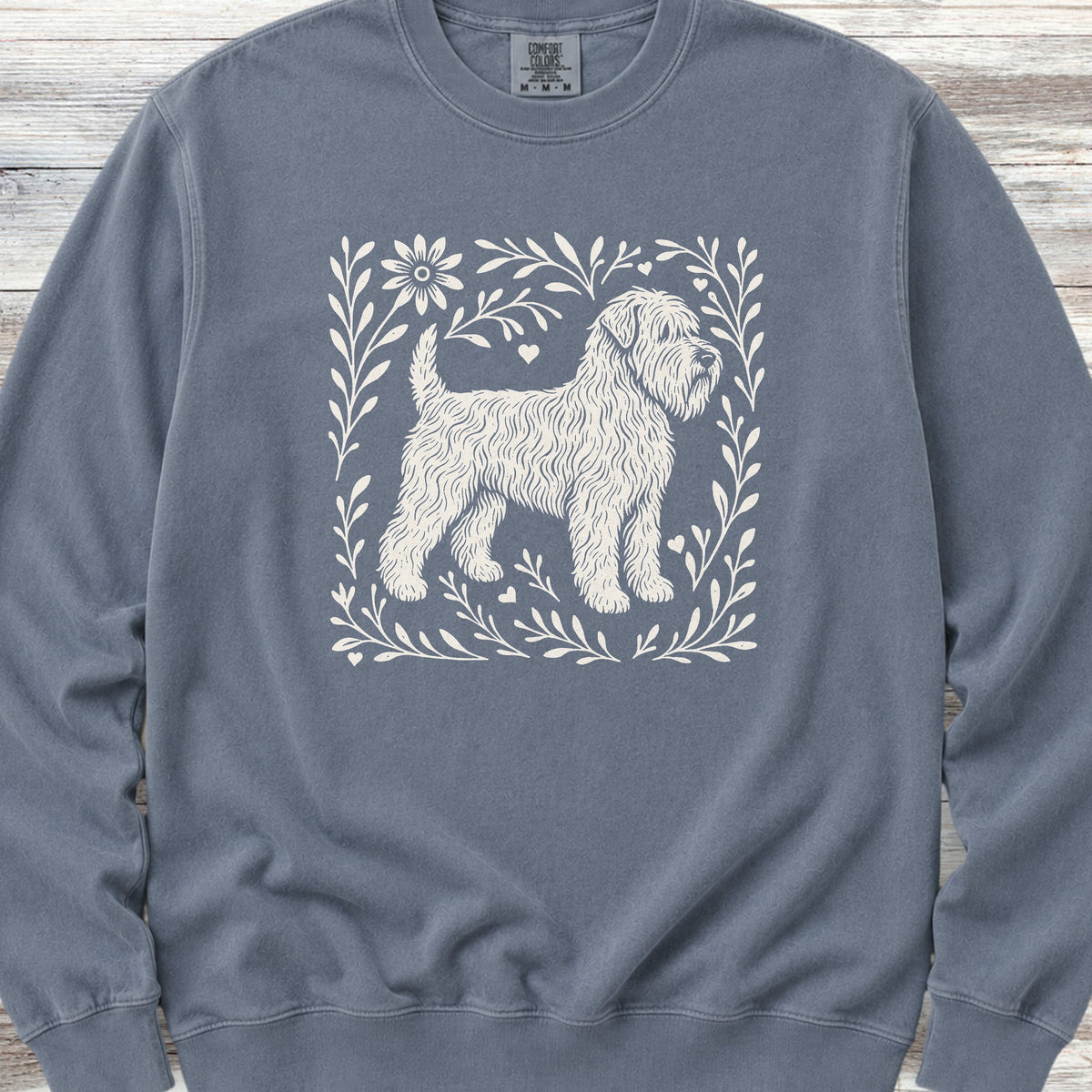 Wheaten Terrier Linocut Sweatshirt - Blue Jean