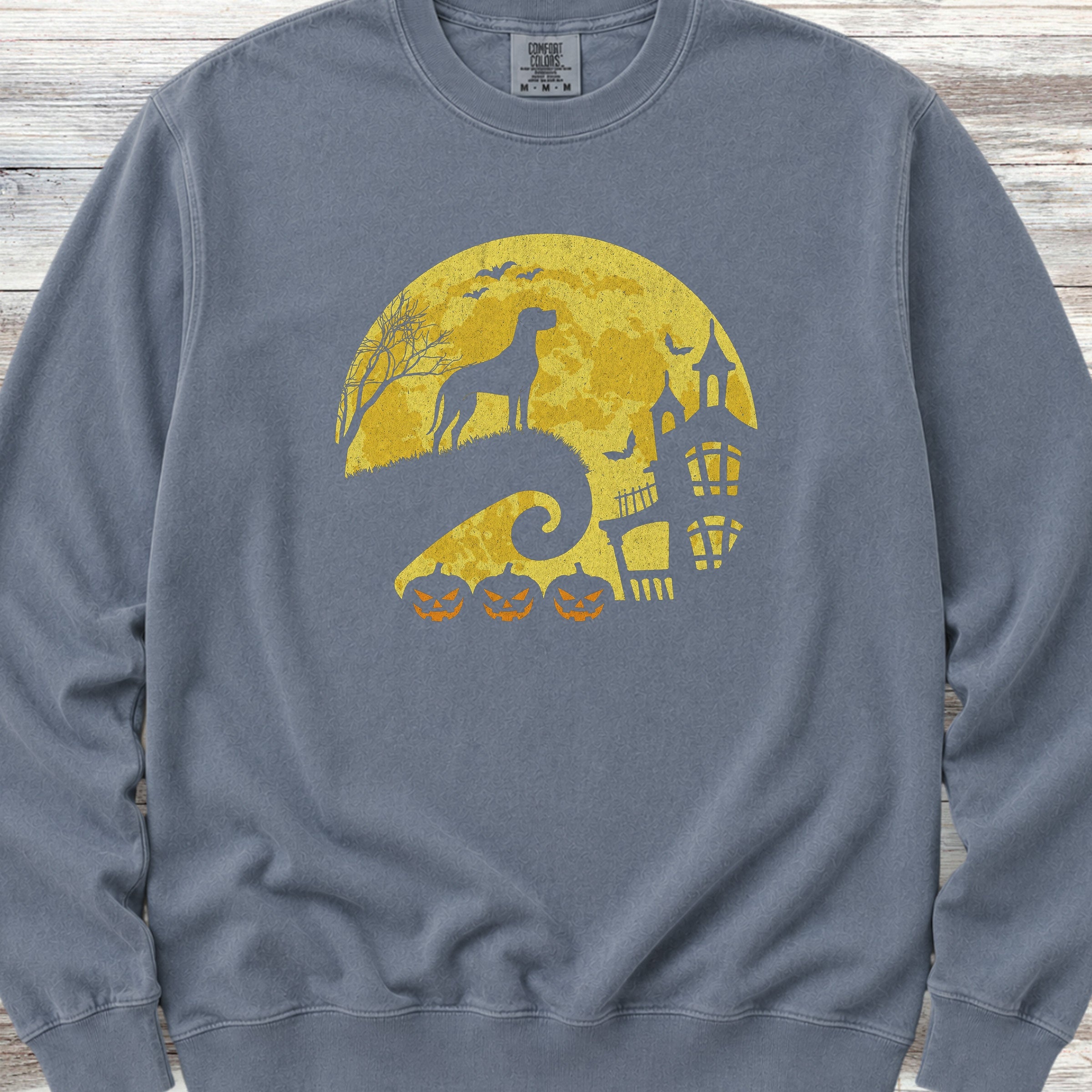 Great Dane Halloween Moon Sweatshirt - Blue Jean