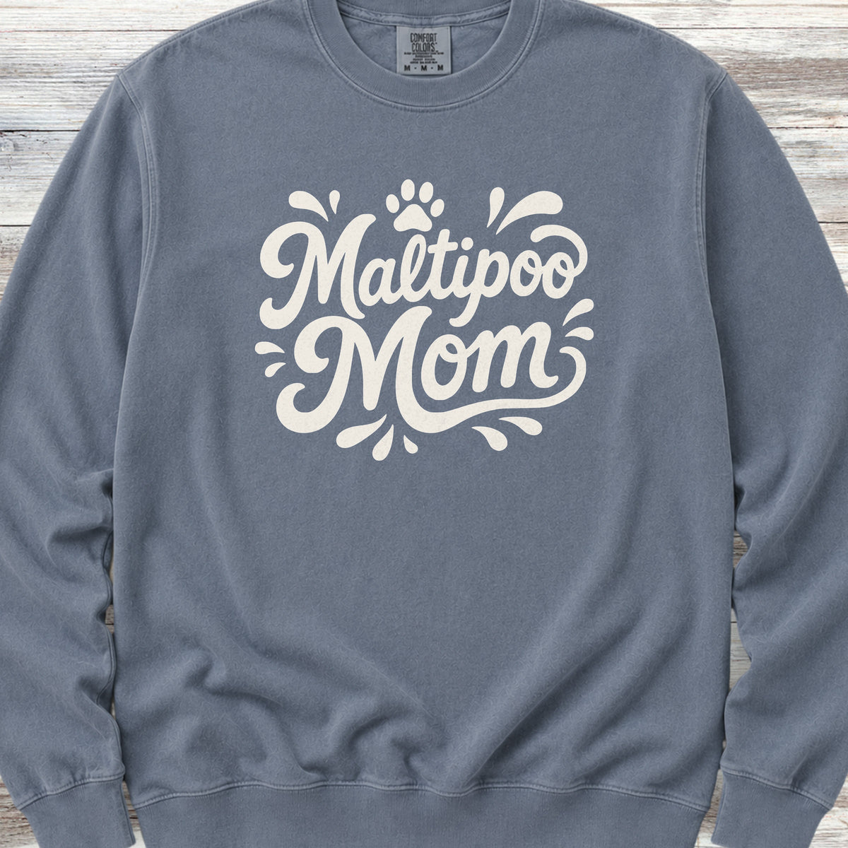 Maltipoo Groovy Mom Sweatshirt - Blue Jean