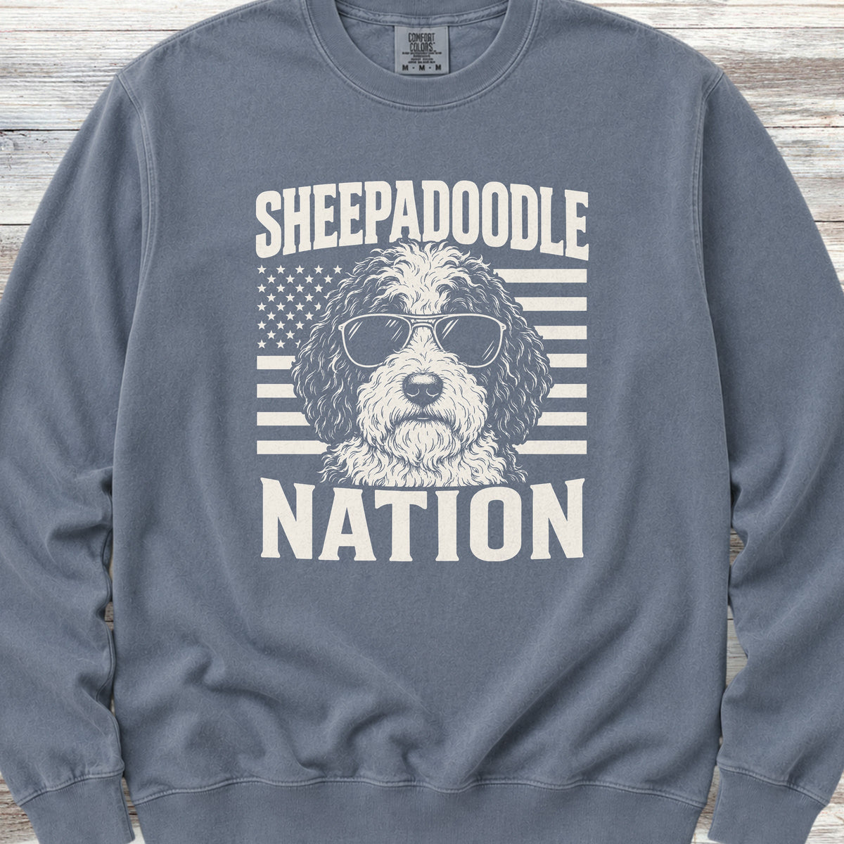 Sheepadoodle Nation Sweatshirt - Blue Jean