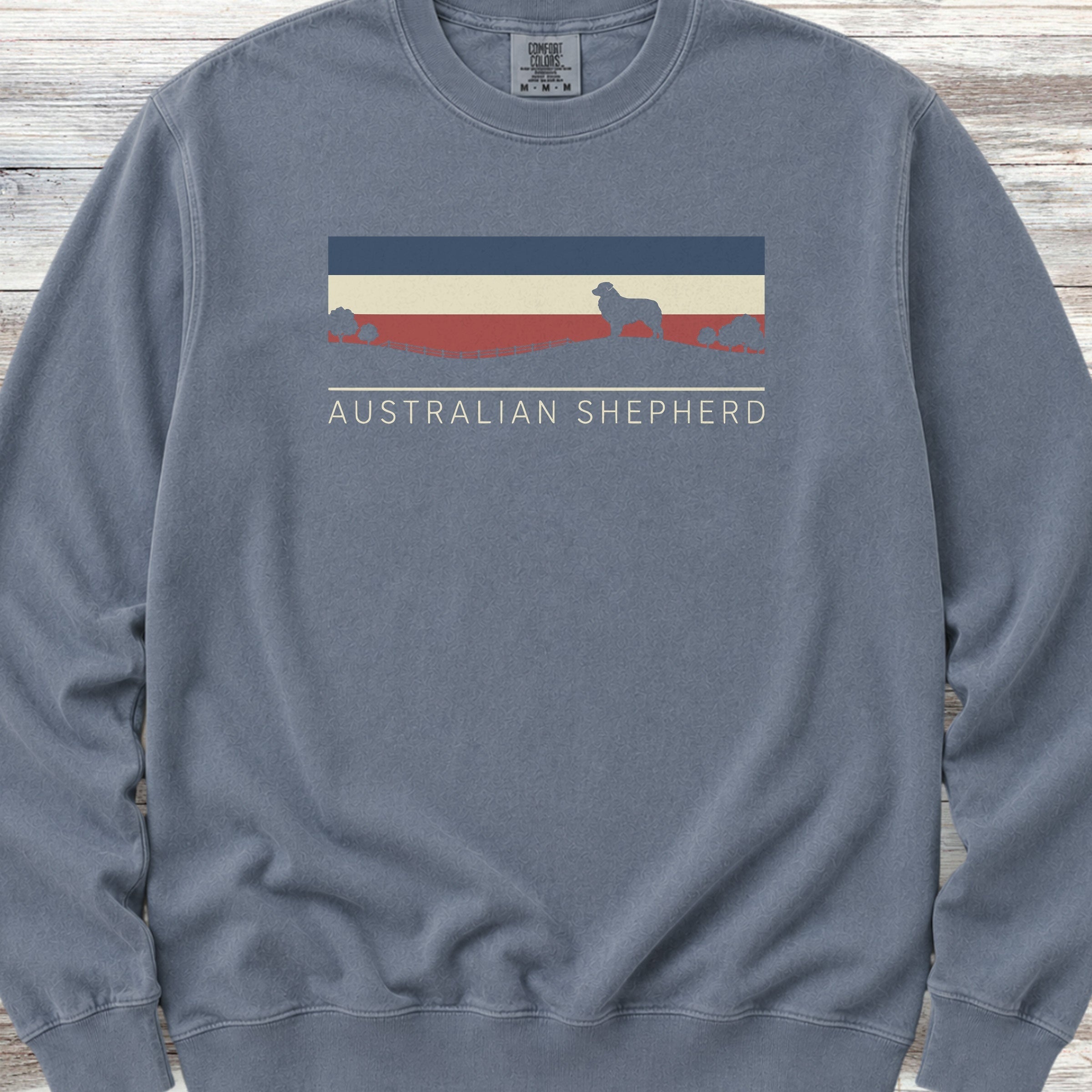 Australian Shepherd USA Sunset Sweatshirt - Blue Jean