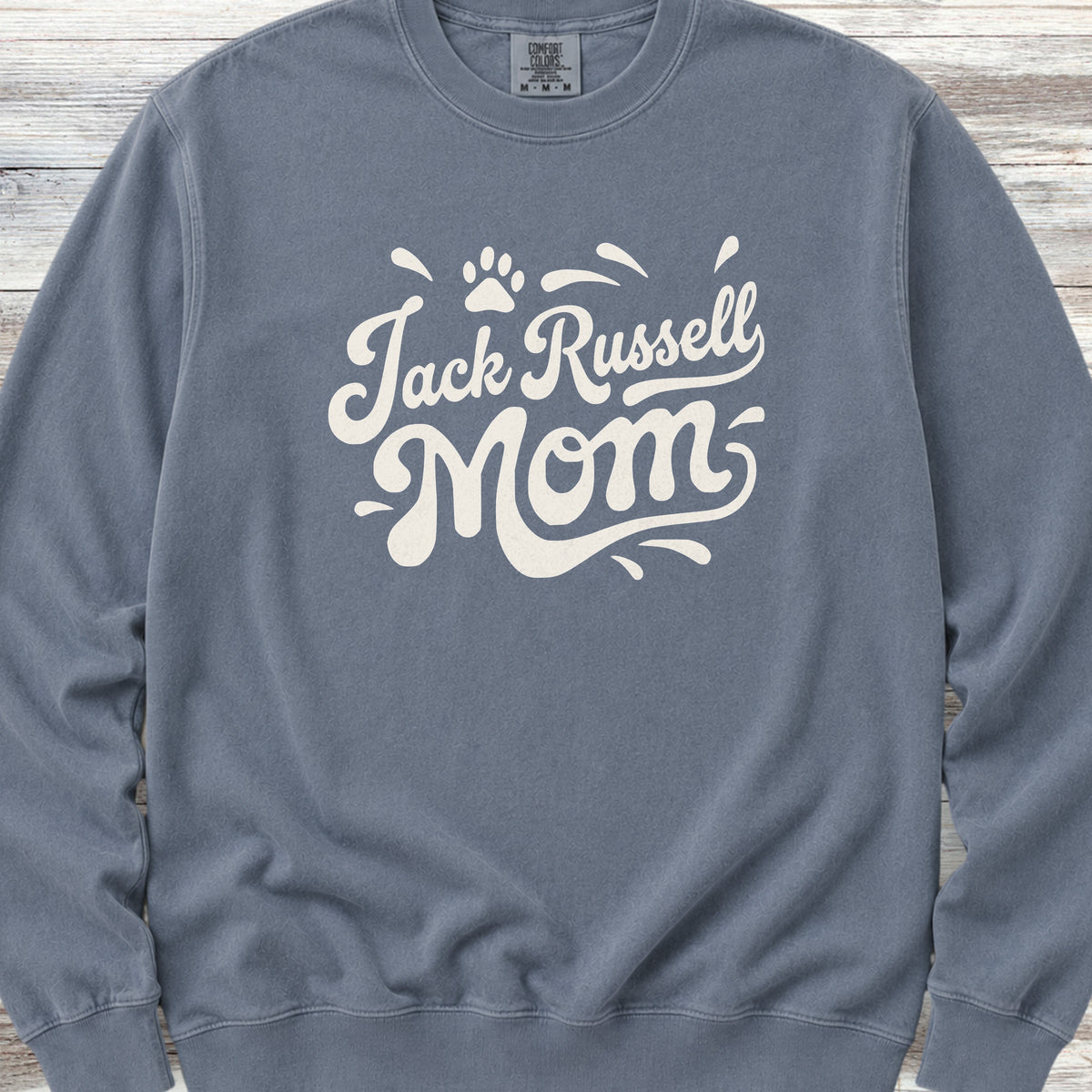 Jack Russell Groovy Mom Sweatshirt - Blue Jean