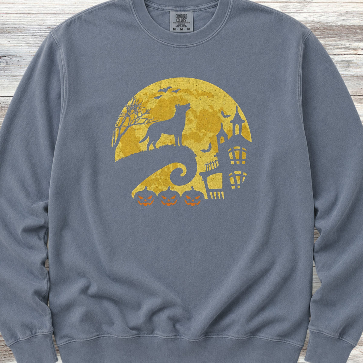 Smooth Collie Halloween Moon Sweatshirt - Blue Jean