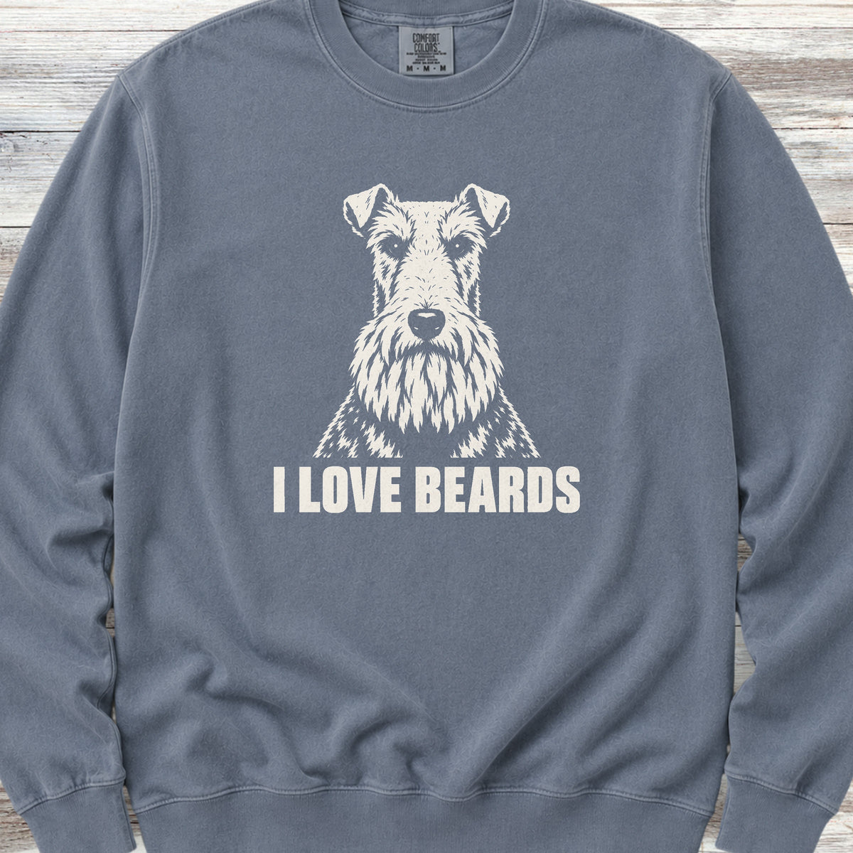 Wire Fox Terrier I Love Beards Sweatshirt - Blue Jean