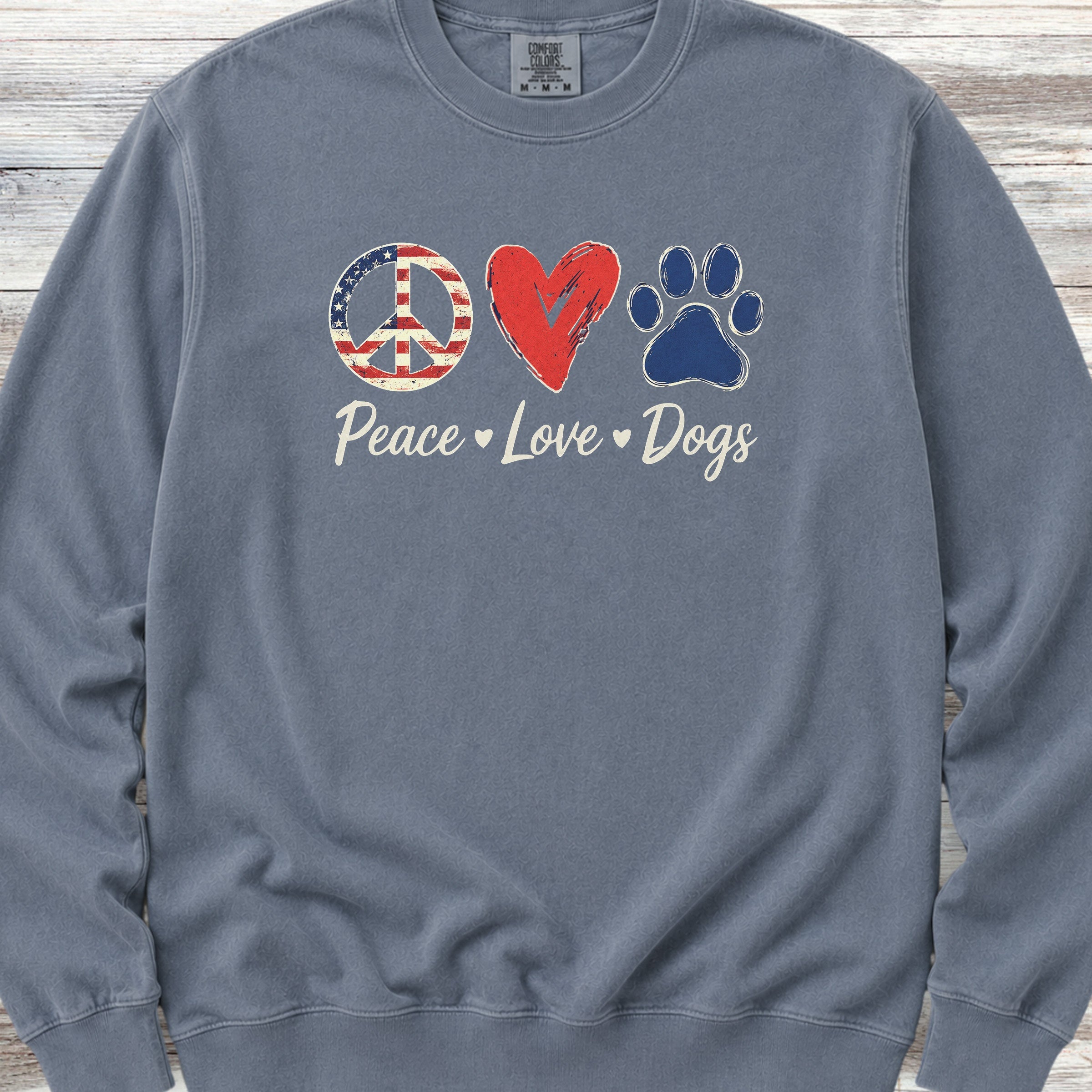 Peace Love Dogs USA Sweatshirt - Blue Jean