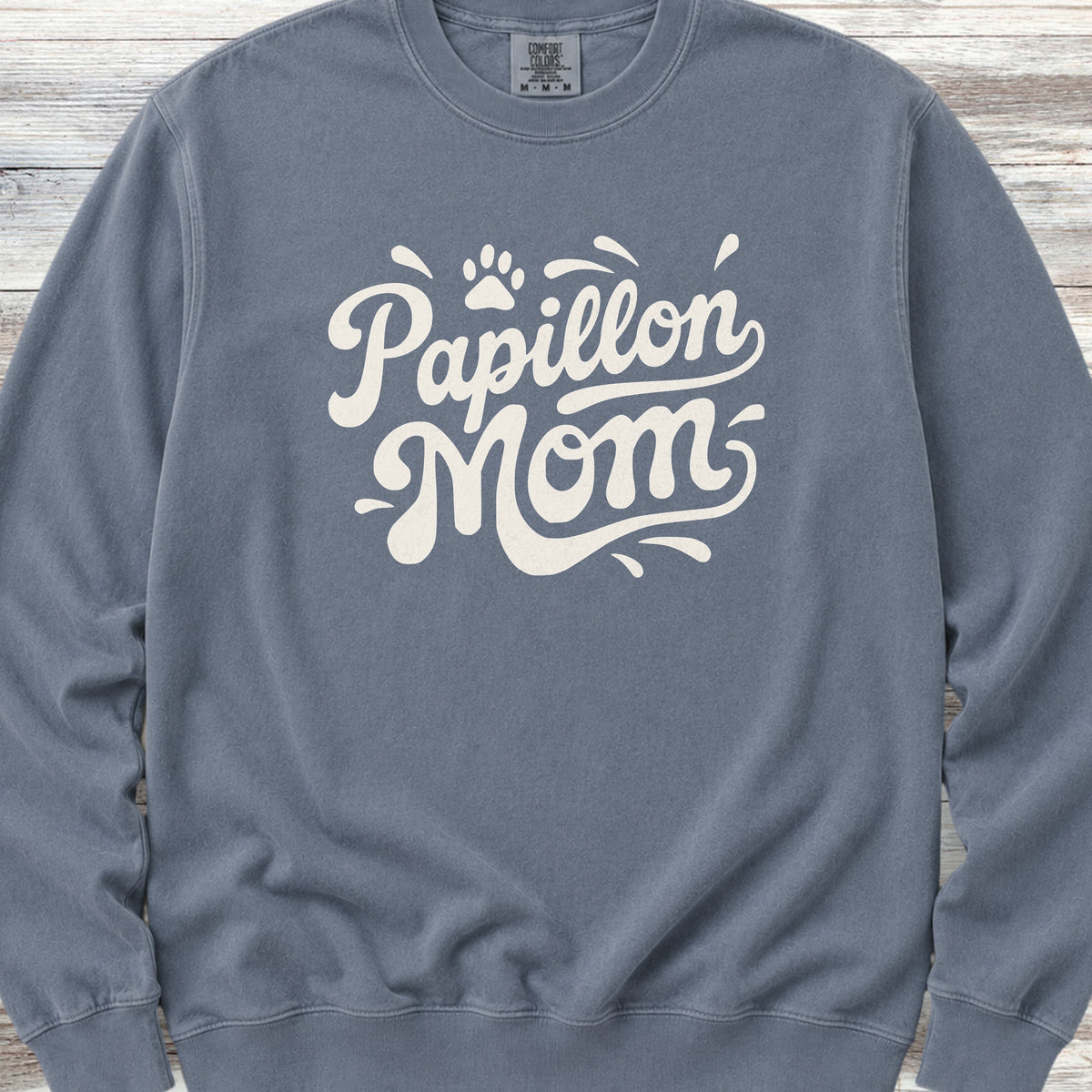 Papillon Groovy Mom Sweatshirt - Blue Jean