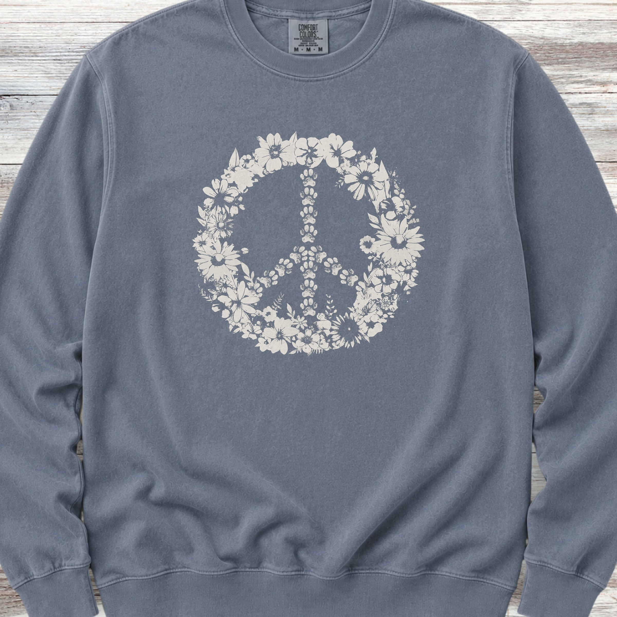 Vintage Floral Peace Sweatshirt - Blue Jean