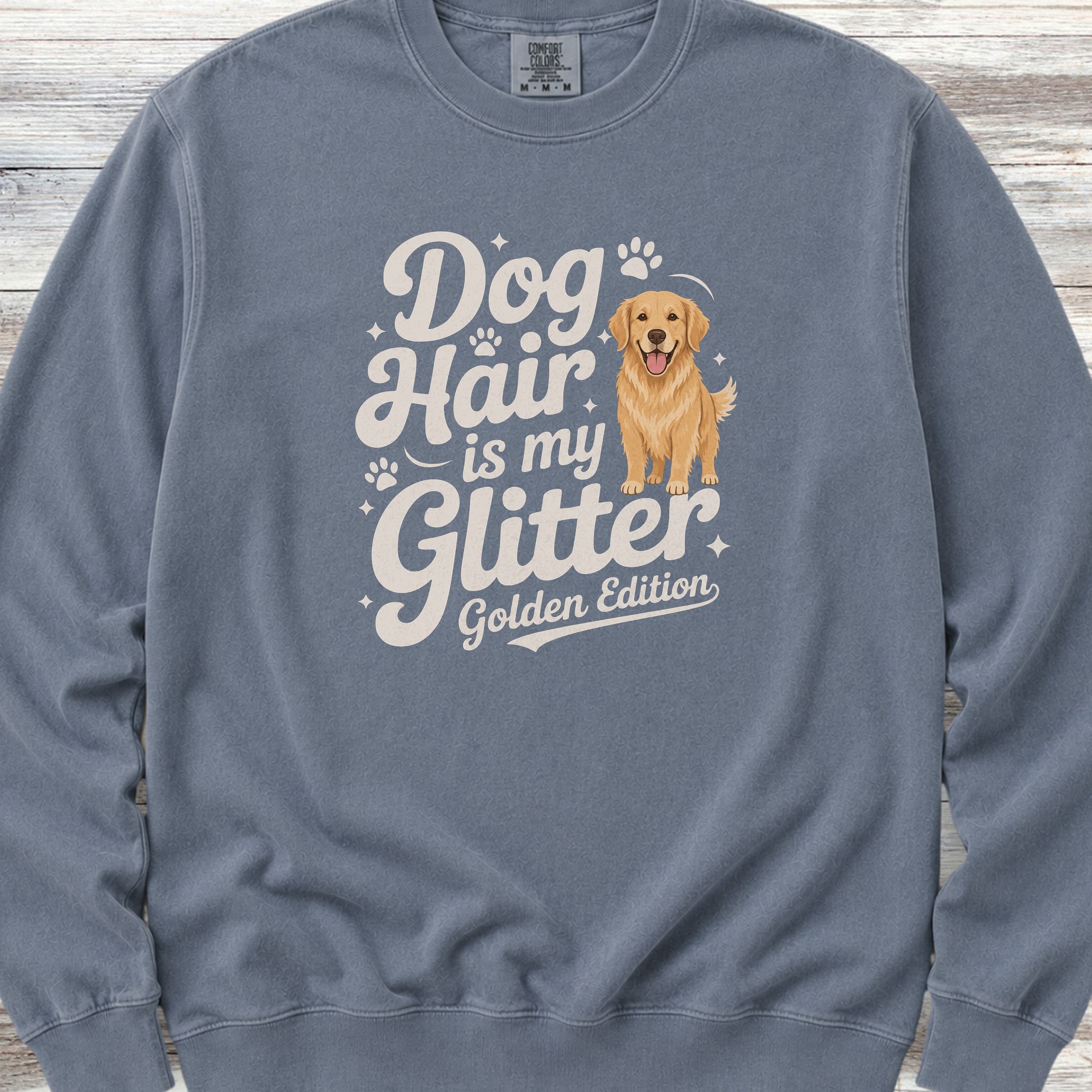 Golden Retriever Glitter Sweatshirt - Blue Jean
