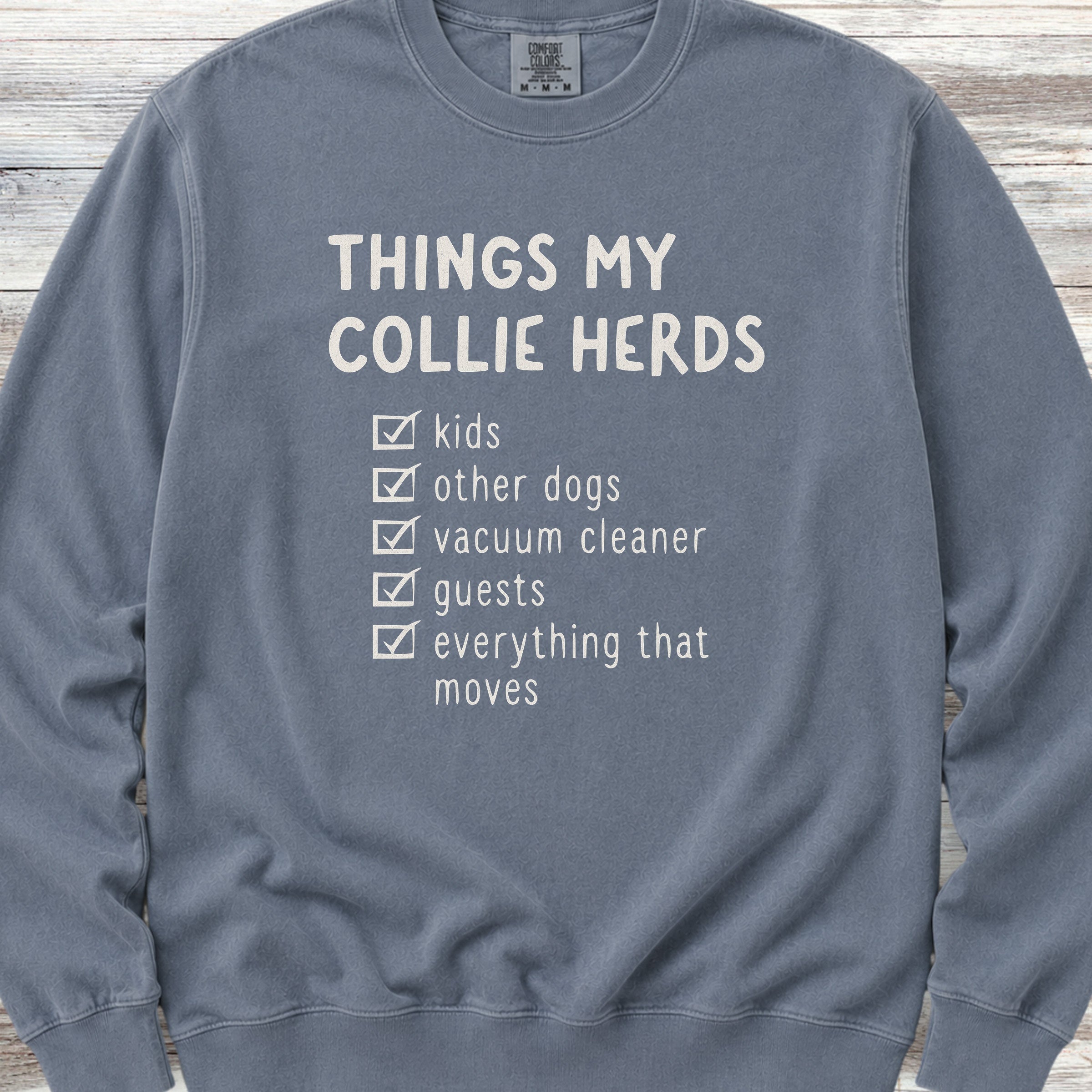 Collie Herding List Sweatshirt - Blue Jean